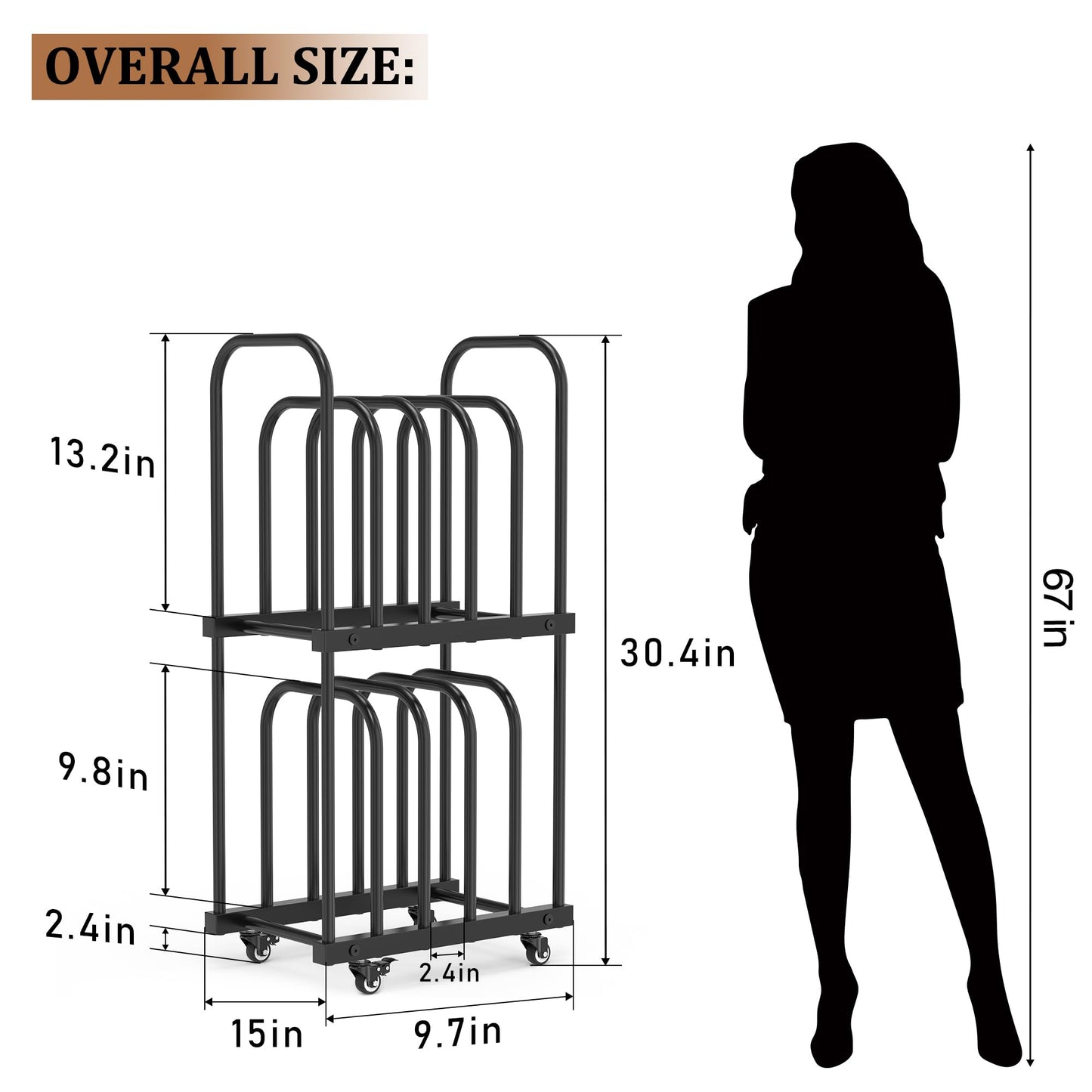 GARVIN Art Storage Rack with Wheels, 2-Tier Metal Art Drying Rack for Small Canvases, Heavy-Duty Organizer for Artwork, Prints & Panels, Studio & Classroom (Black)