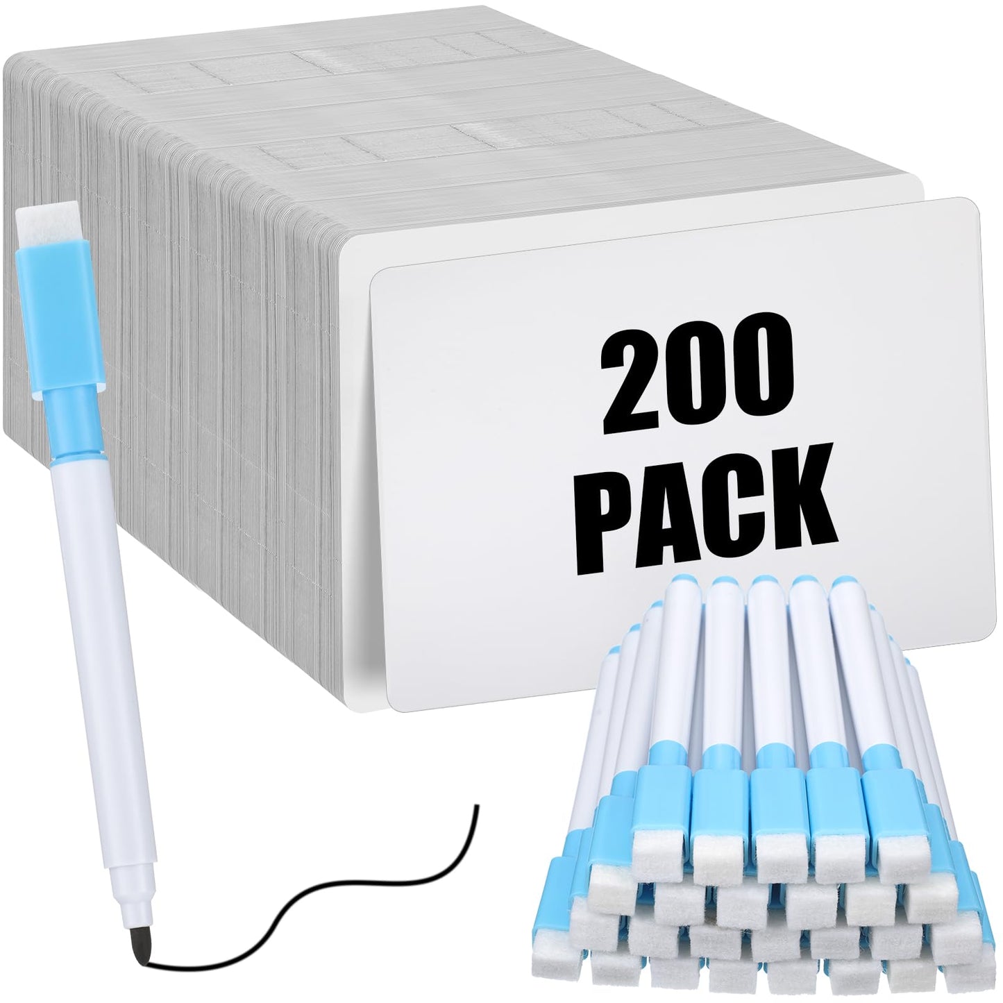 Fulmoon Dry Erase Lapboard Set with Markers Dry Erase Boards Classroom Pack Small White Board 9"X12" Mini Double Sided Whiteboard Set Lapboards for School Supplies(200 Pcs)