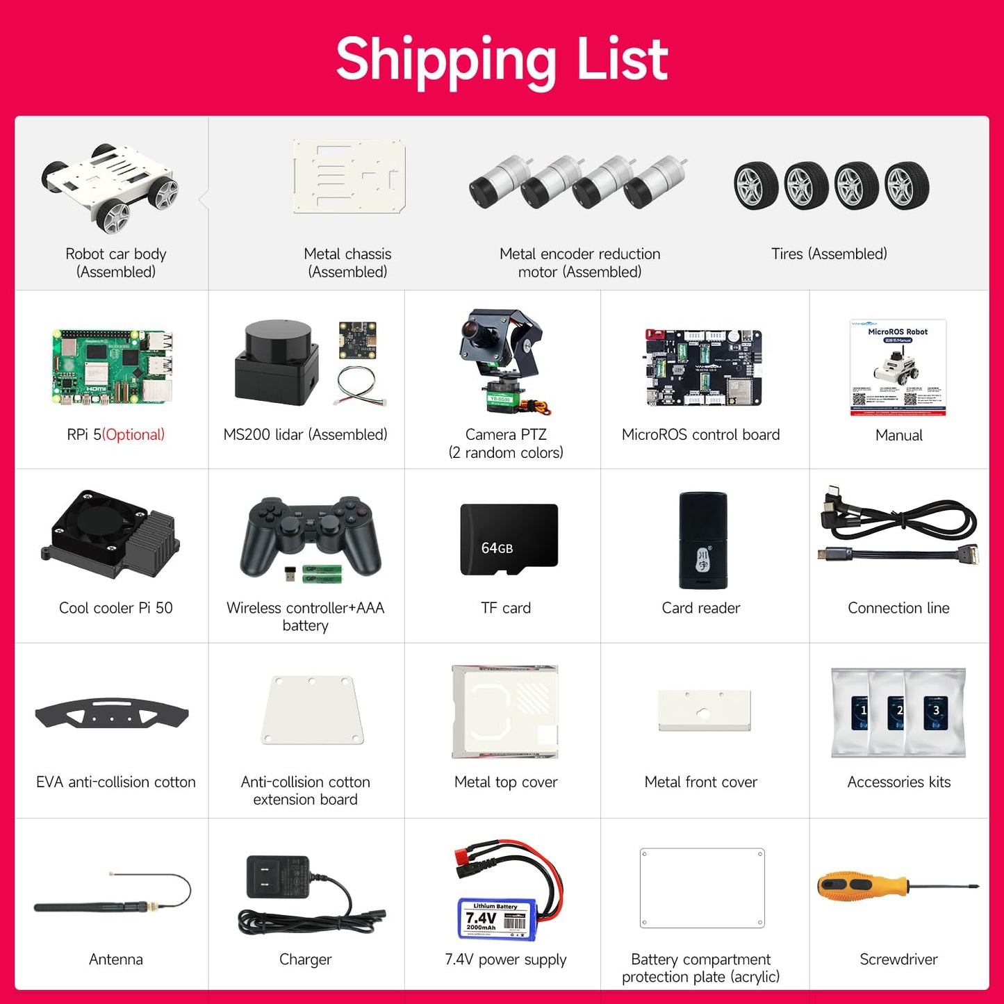 Yahboom Raspberry Pi 5 AI Visual ROS2 Smart Robot Car Kit 2DOF Carmer Autonomous Driving Lidar Stem Education Project for Teen Engineers Students (with Raspberry Pi5-8GB), White