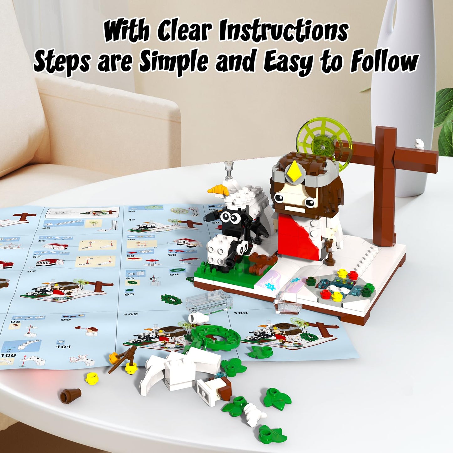 Tenhorses Jesus Building Block Sets, Little Jesus Christ Toy Figures Christianity Decor, Easter Christmas Christian Gifts for Women Men Kids Age 6+.(351PCS)