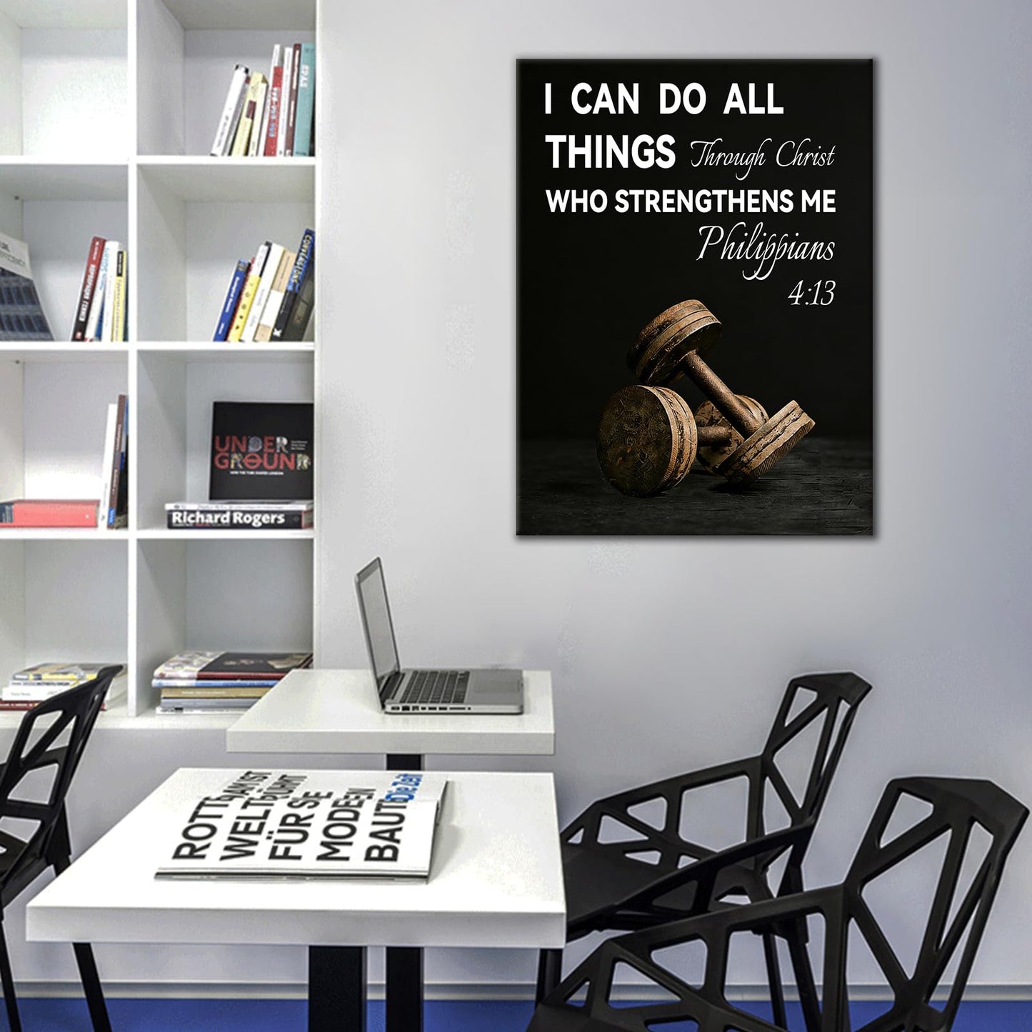 Inspirational Canvas Wall Art Office Decor Motivational Quotes I Can Do All Things Discipline Poster Inspiring Painting Print for Modern Home Living Room Gym Stretched and Framed [18''Wx24''H]