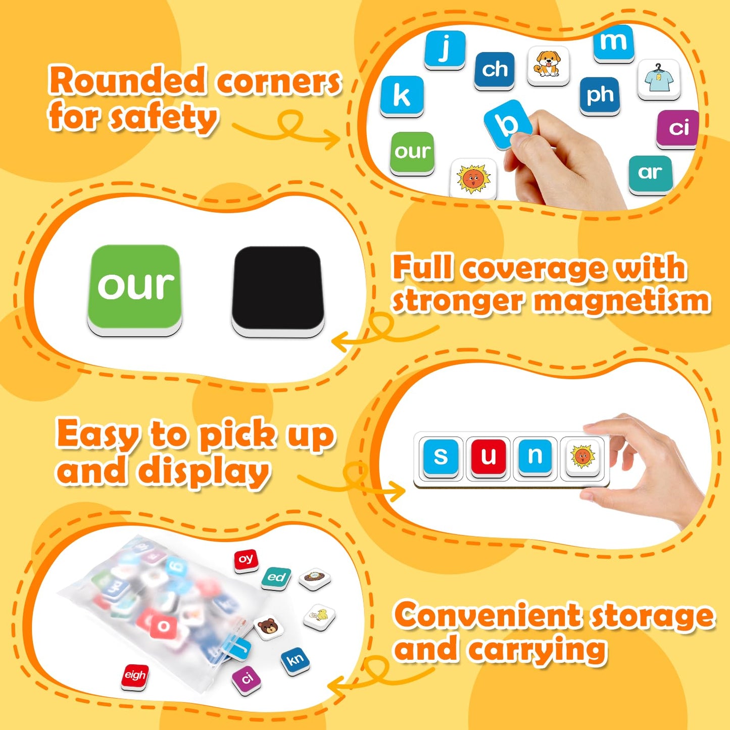 Aizweb Phonics Magnetic Letters Tiles,Hooked on Phonics Alphabet Letter Sound,Learn to Read Spelling Phonemic Awareness Speech Therapy Reading Manipulative,Preschool Pre k Classroom Materials