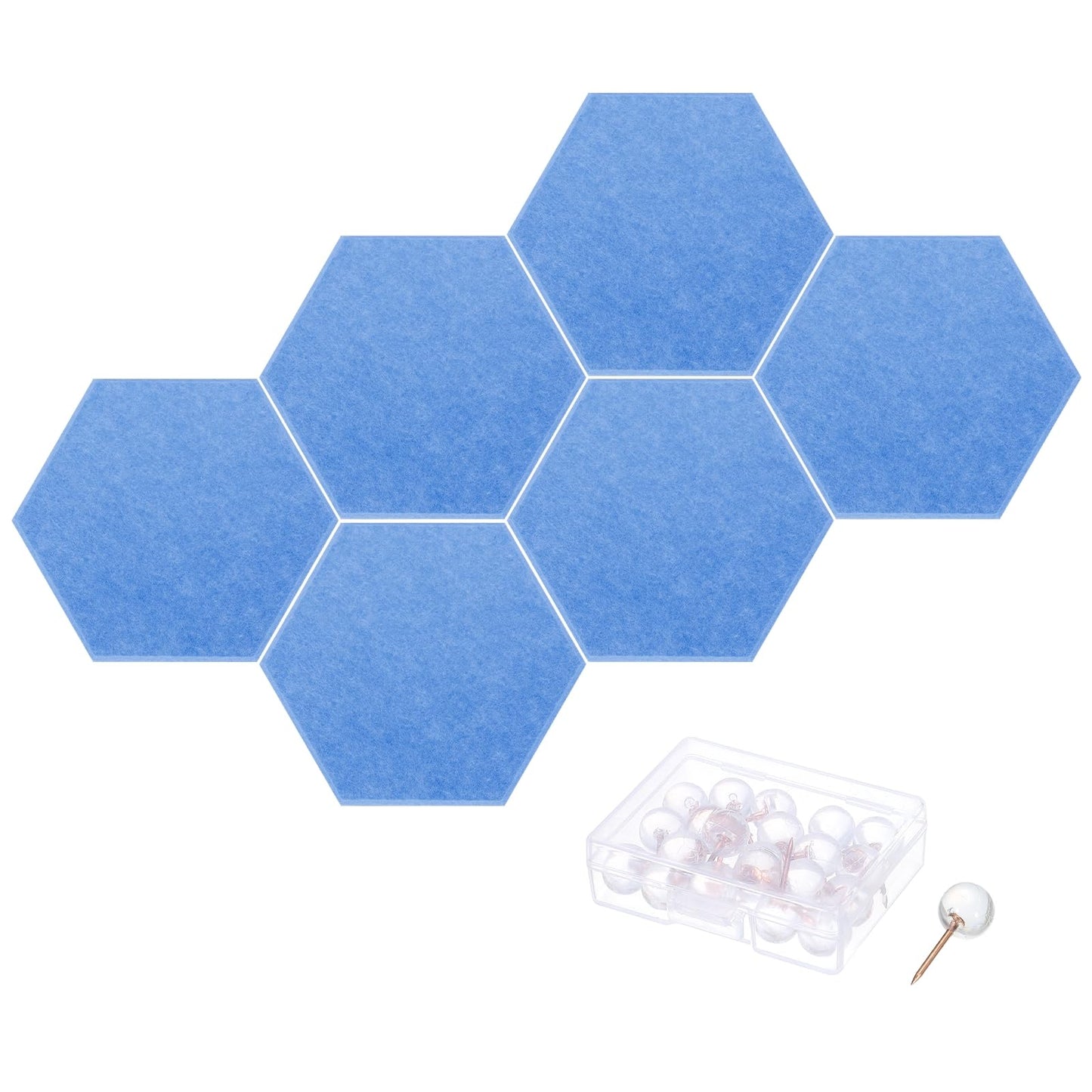 PATIKIL Felt Bulletin Board, 12"x10", 6 Packs Self Adhesive Hexagon Felt Tiles for Sound Proofing Wall Panels for Home Office Recording Studio,Game Room, Sky Blue