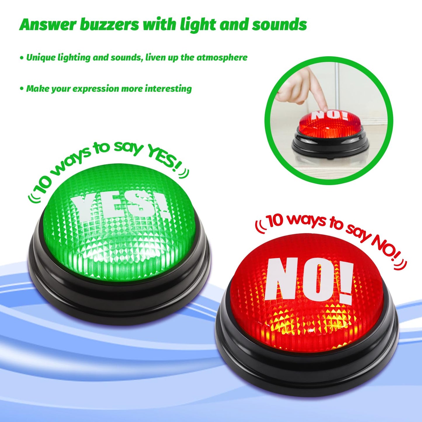 BEAN LIEVE Yes No Button - Answer Buzzers Set of 2 Buzzers for Game Show Yes Button and No Button with Sound Used for Classroom&Gag Gifts