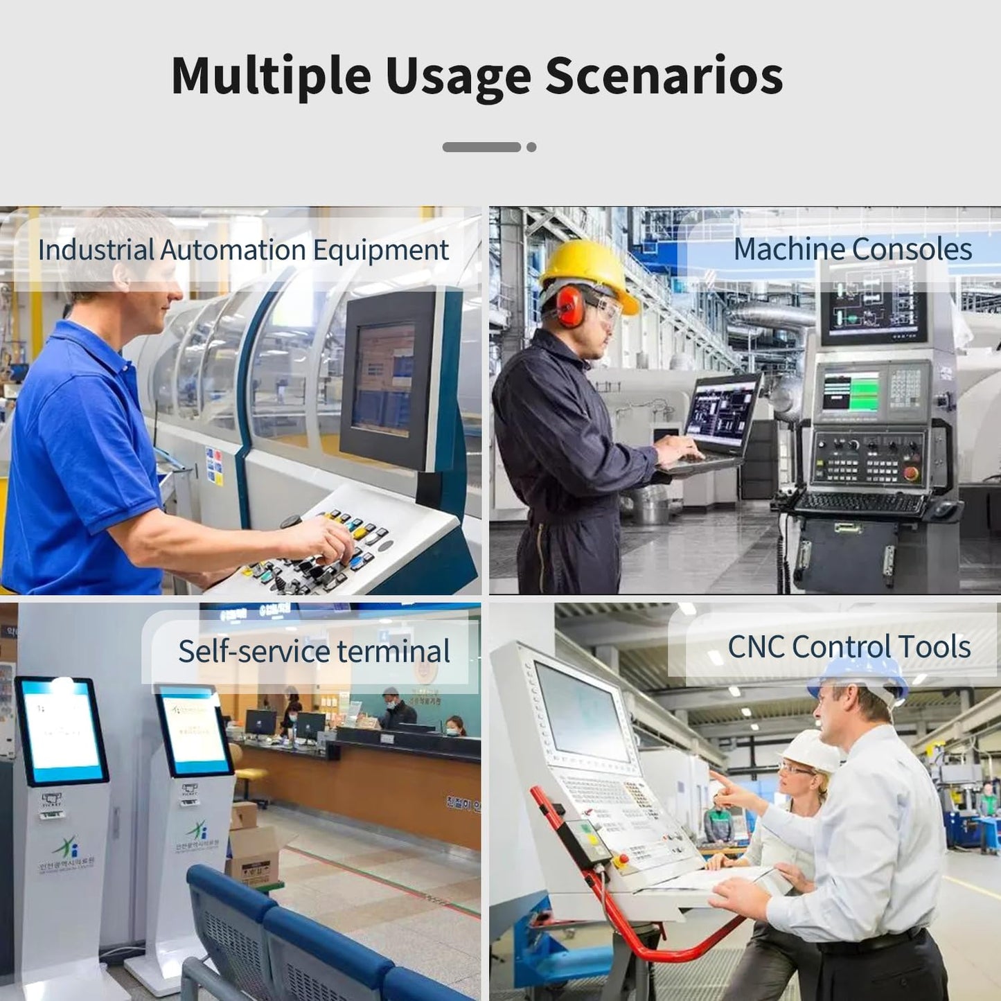TouchWo 19 inch Industrial Embedded Touchscreen Monitor, Capacitive Multi-Touch Screen Industrial Front IP65 Monitor Built-in Speakers, HD-MI in, USB, VGA, 16:10 1280x1024 Display