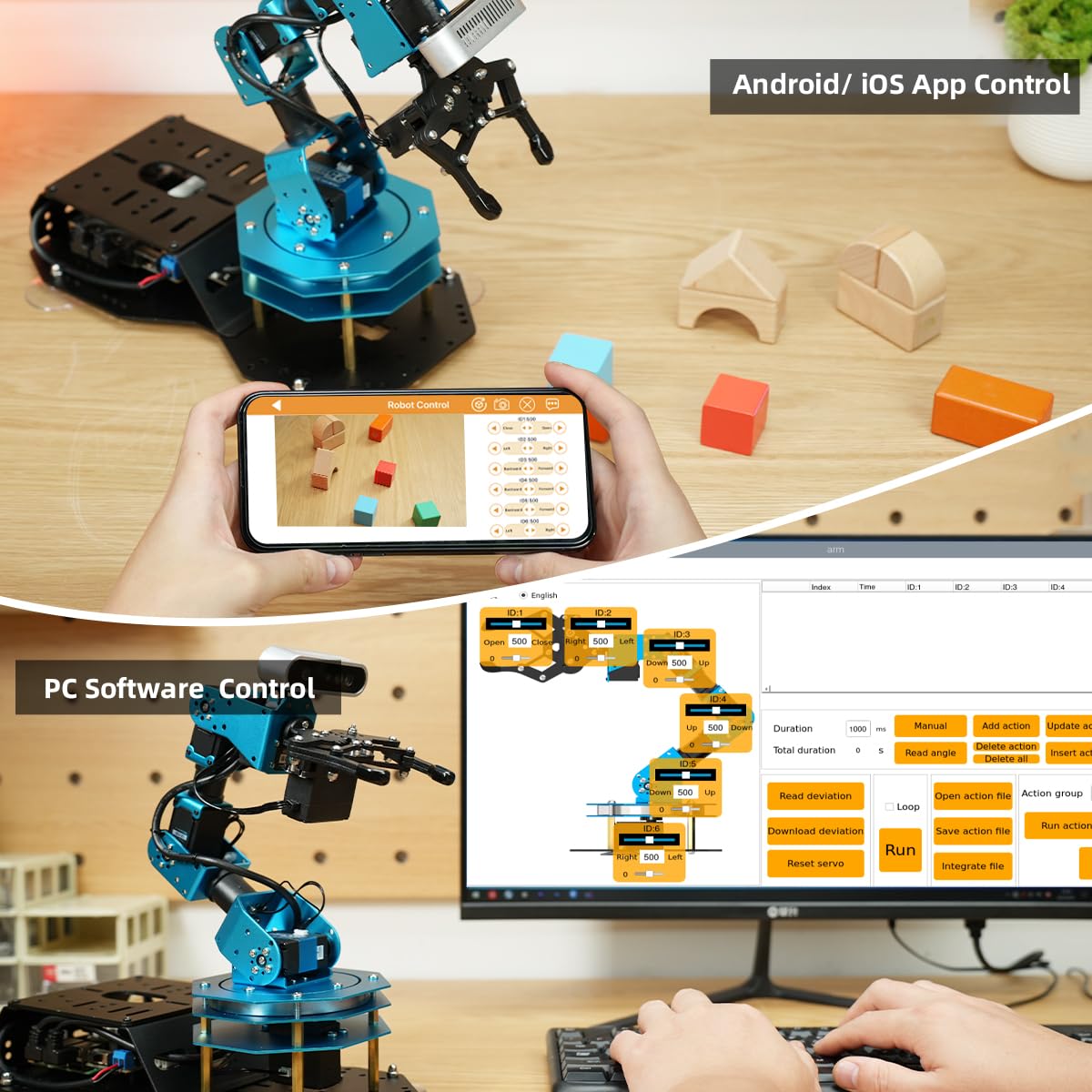 ArmPi Ultra Robotic Arm with ROS2 ChatGPT Large AI Models Embodied Intelligence, Hiwonder 6DOF Programming Robot Arm ROS Education AI Vision Voice Scene Understanding, Advanced Kit & RaspberryPi5 8GB