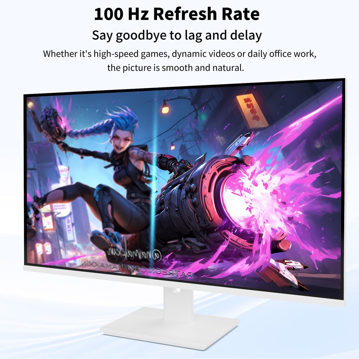 Pisichen Touchscreen Monitor 2K 27 Inch IPS Gaming 100Hz, 10-Point Touch QHD 2560x1440 PC Display, HDMI VGA USBC Computer Monitor, Built-in Speakers, White