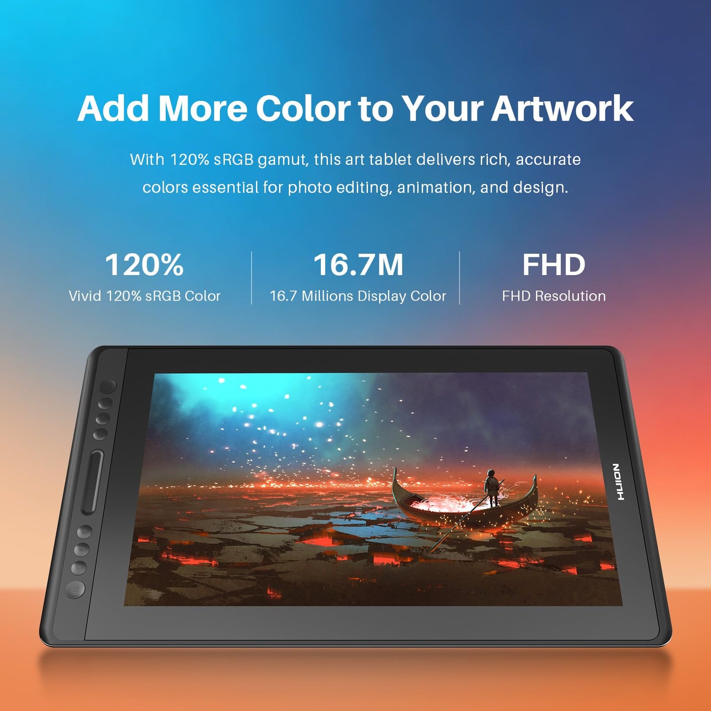 HUION KAMVAS Pro 16 Drawing Tablet with Screen, 15.6 inch Pen Display Anti-Glare Glass 6 Shortcut Keys Adjustable Stand, Graphics Tablet for Drawing, Writing, Design, Work with Windows, Mac and Linux