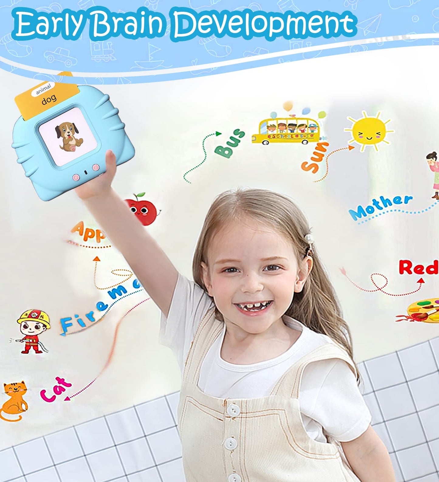 Talking Flash Cards for Toddler, Learning Toys for Toddlers 1-3 Pocket Speech, Talking Learning Flash Cards Educational Toys Sensory Toys Gift for Boys and Girls (510 Sight Words-Blue)