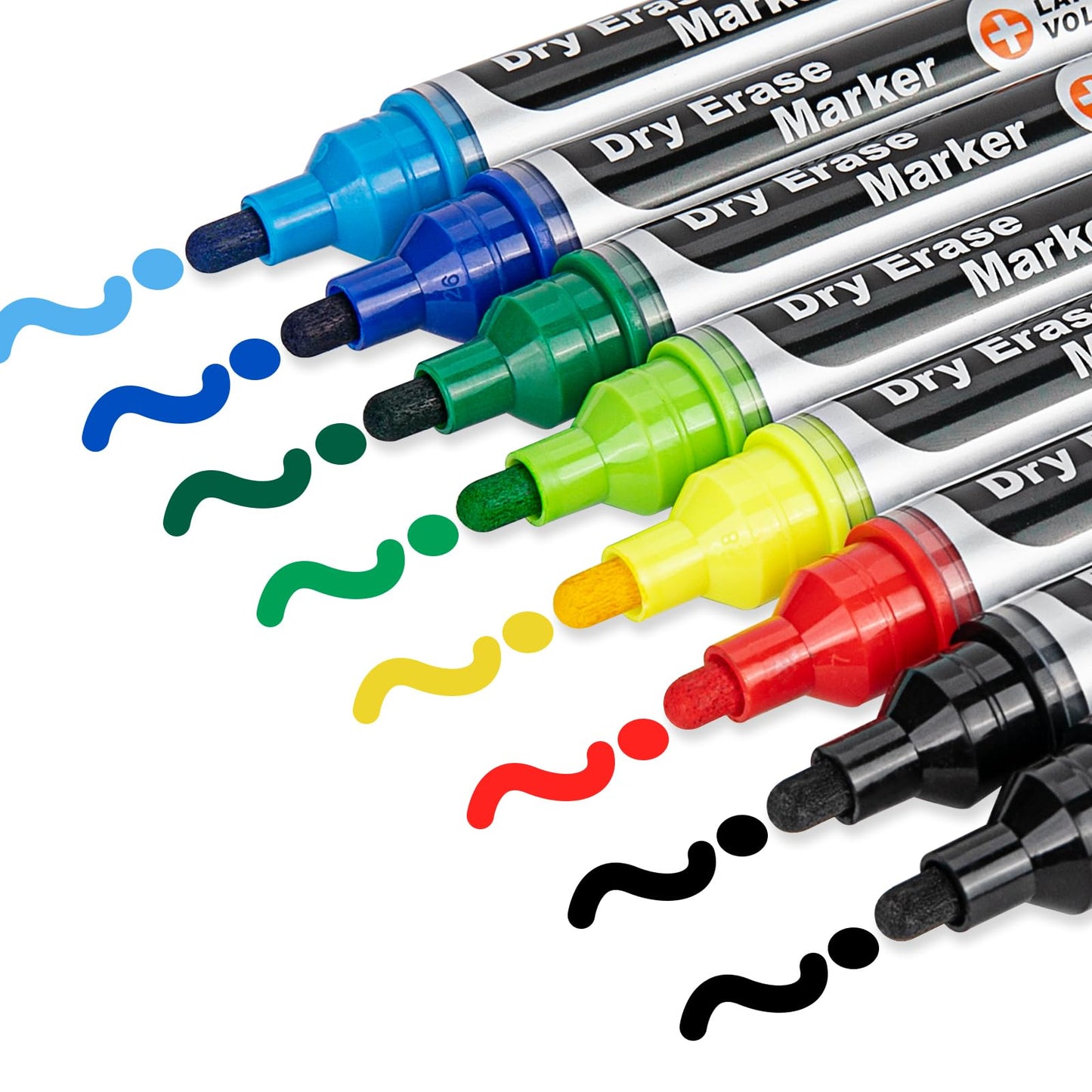 JOBONUS Glass Board Markers Erasable, Neon Dry Erase Markers for Whiteboard, Glass Board, Calendar, Chalkboard, Large Volume, 8 Pack Bullet Tip Whiteboard Markers for School, Home, Office