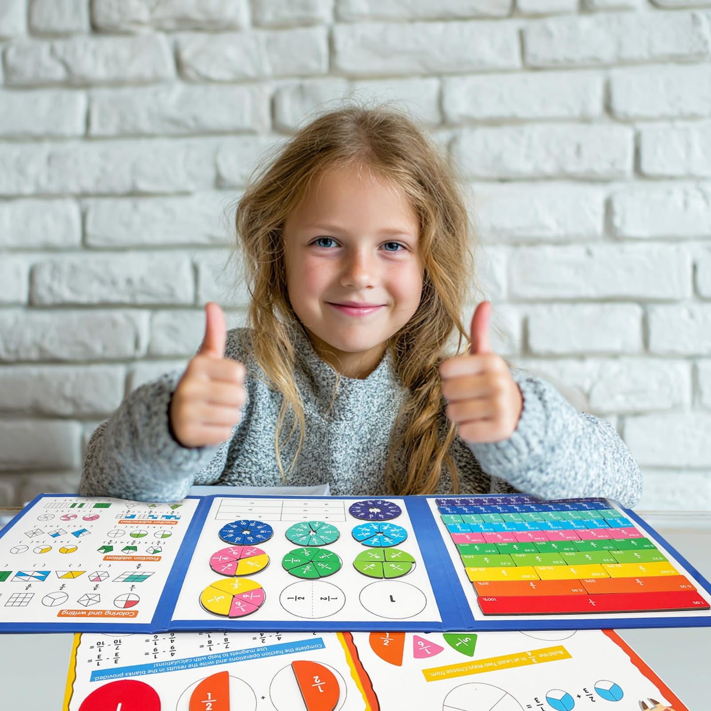 CABVIP Magnetic Fraction Tiles & Circles Set with Dry Erase Board - Montessori Math Manipulatives Kit for Grade 1-5, Homeschool Classroom Fraction Puzzles and Games