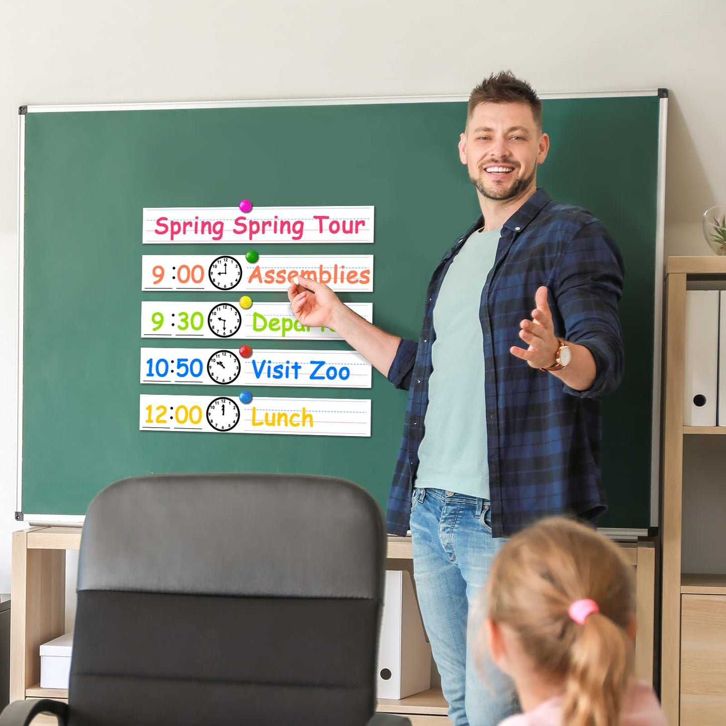 Godery Dry Erase Sentence Strips Cardstock 2” x 12”, Thick Ruled Word Writing Paper, Schedule Card for Teacher Supplies, Classroom and Home, Pack of 50