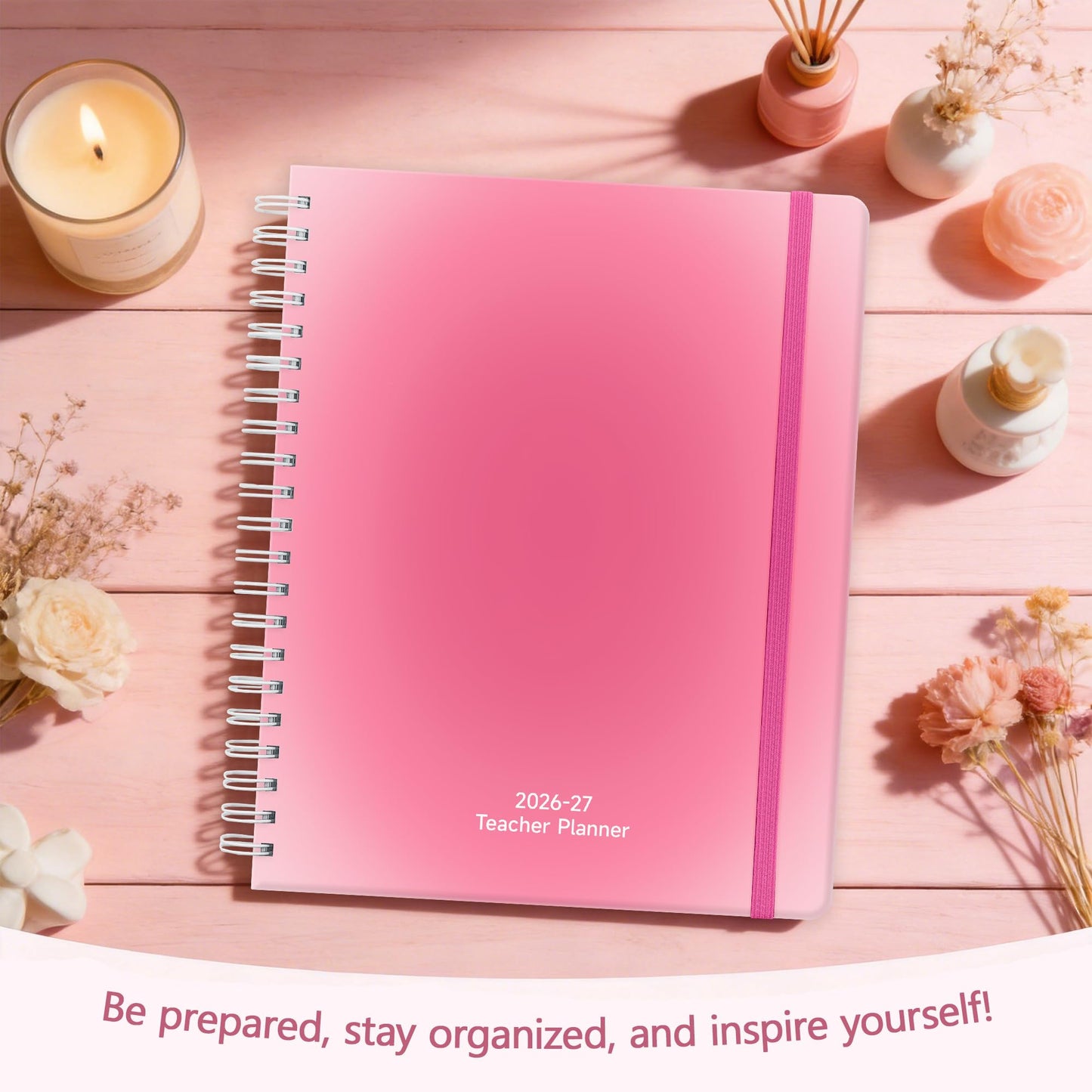 Teacher Lesson Planner 2026-2027 Academic Year, Aug 2026-Jul 2027, Deluxe 26-27 Lesson Plan Book for Teachers Supplies & Homeschool Planner with Pocket & Monthly Tabs, 8.5" x 11", Pink Ombre
