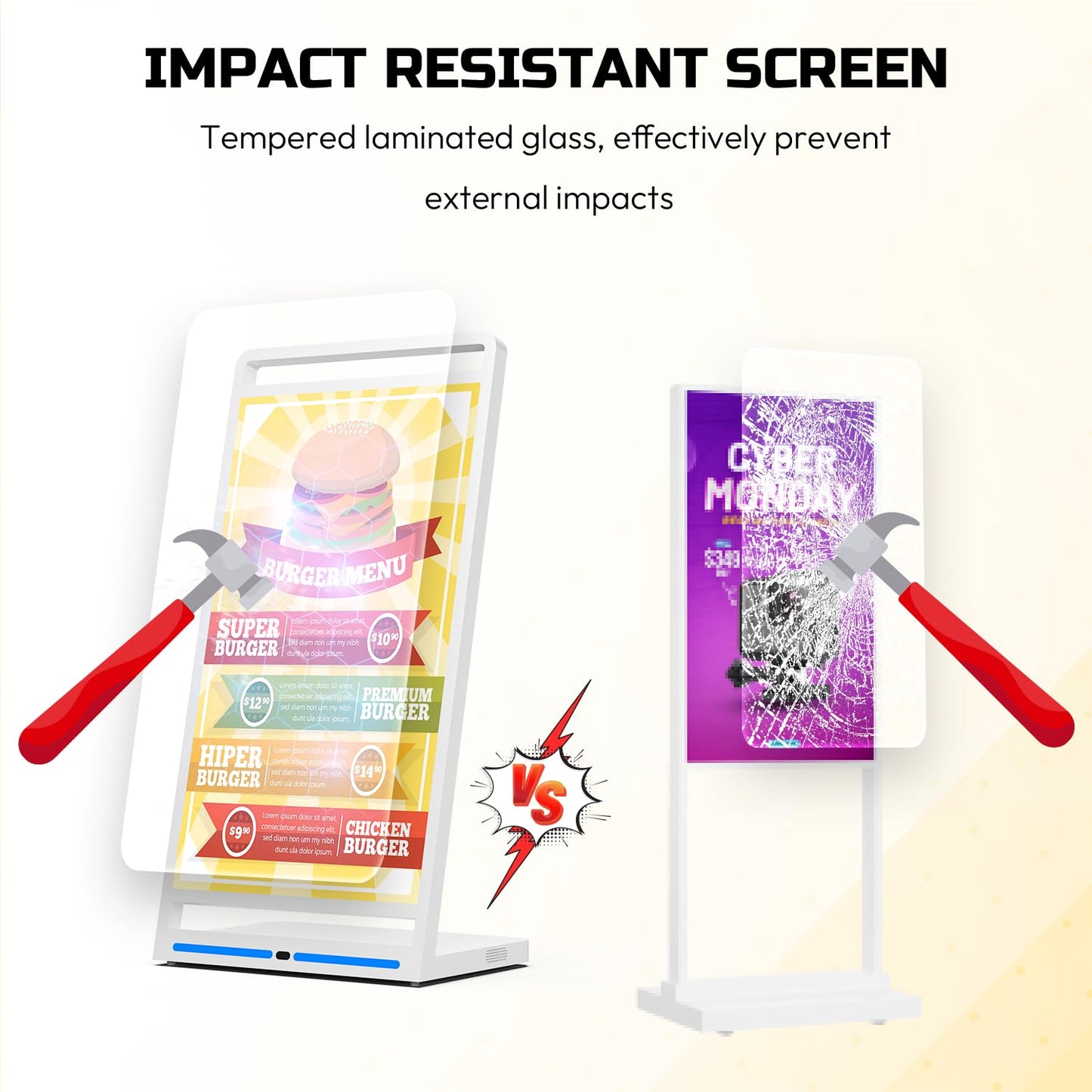 SIOXCFZ 43 Inch Portable FHD Digital Signage Displays, Impact-Resistant Screen Foldable Digital Display Kiosk, Smart LCD Split Screen, Free CMS, Movable Advertising Poster with Advanced Android 14 OS