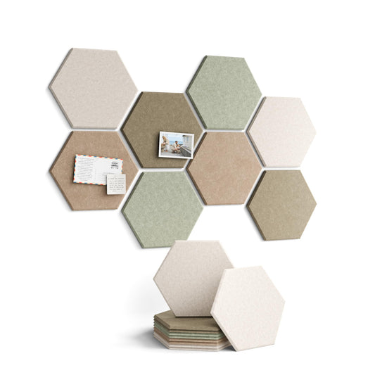 Fluxynara Hexagon Cork Board Alternative for Walls Decor-8-Pack Felt Bulletin Board Tiles,with 30 Pushpins,50 Adhesive Tabs for Office,Classrooms & Home Pin Board Felt Board-Linen Dusk