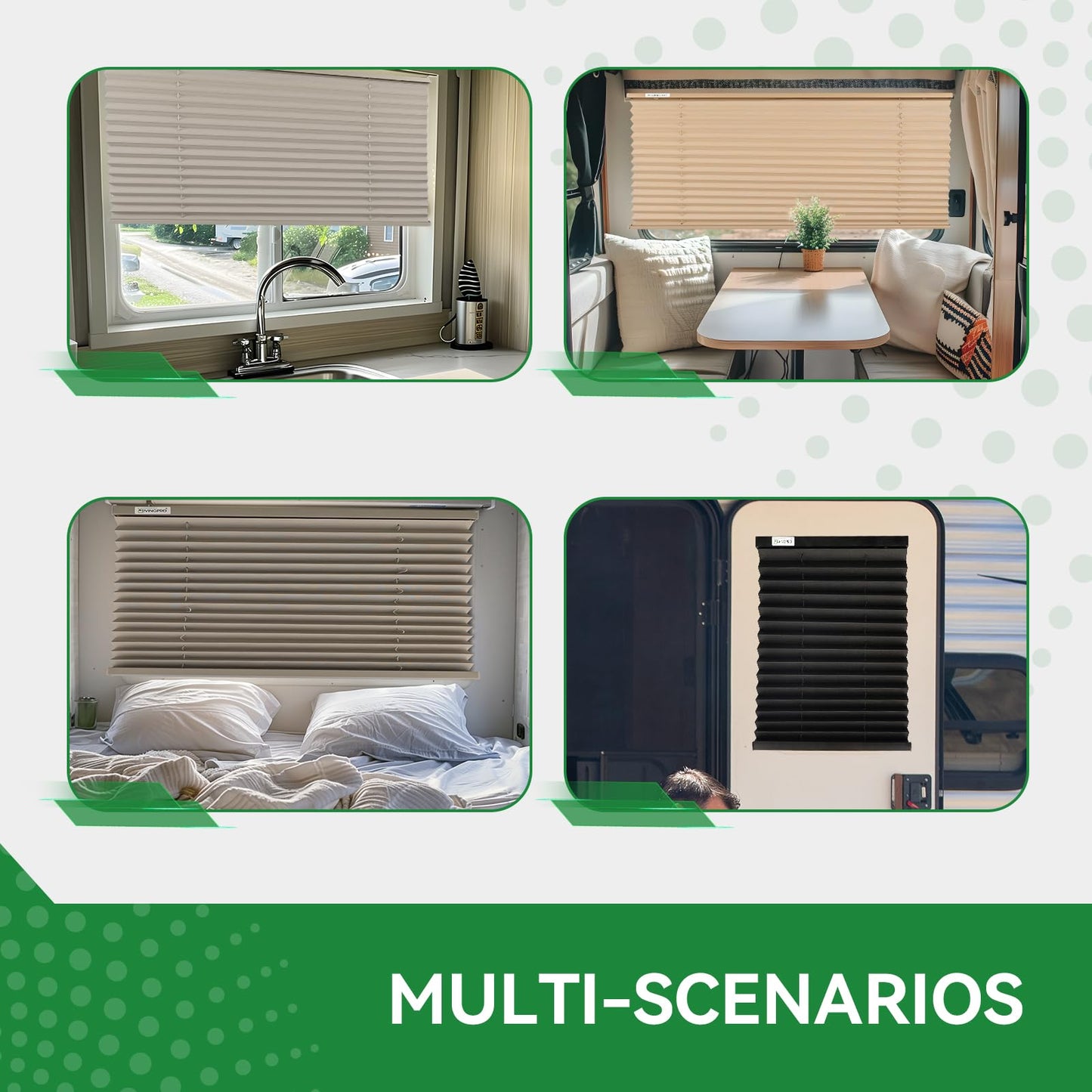 RVINGPRO RV Blinds for Camper Windows, Polyester, 62in W x 32in L, Cappuccino