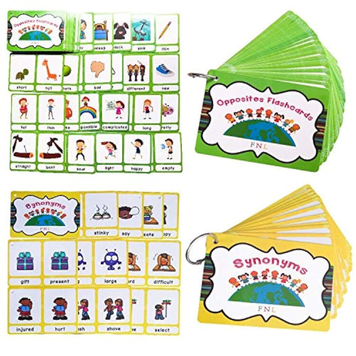 Richardy 20 Groups Synonyms/100 Groups Antonyms 2 Themes Flashcards Building Vocabulary Pocket Cards Educational Learning Toys Pre-Kindergarten Classroom Supplies