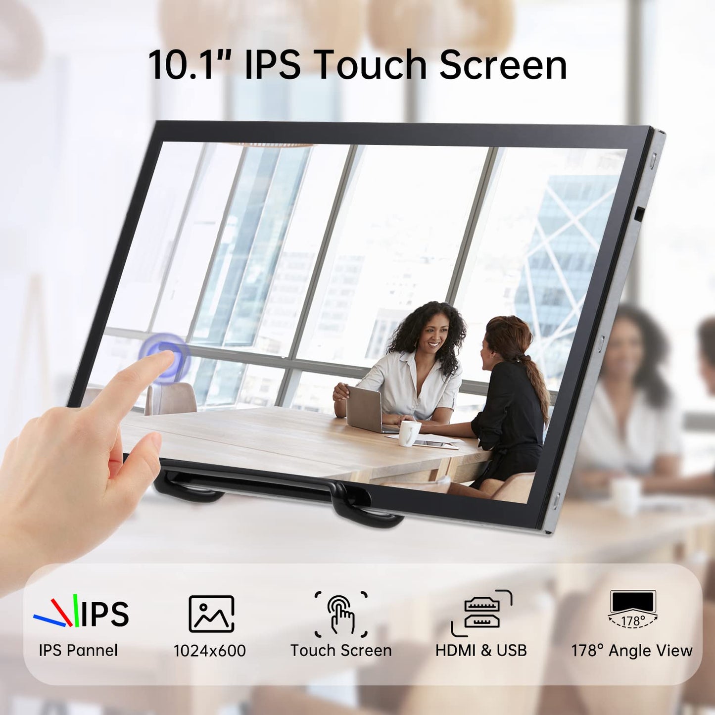 HAMTYSAN Raspberry Pi Screen, 10.1 Inch Touchscreen Monitor 1024x600 Small HDMI Monitor w/Stand, IPS LCD Screen Display for Raspberry Pi 5/4/3/2/Zero/B/B+ Jetson Nano Win11/10/8/7, Driver Free