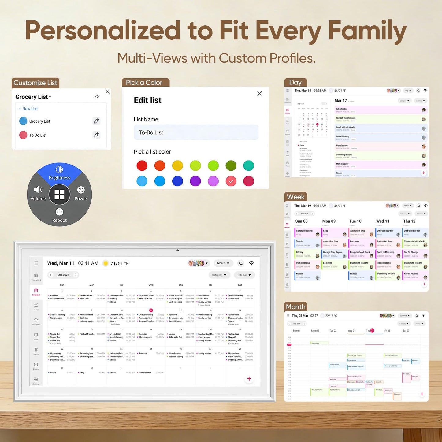 aiprotablet 15.6-inch Digital Calendar Chore Chart, Electronic Wall Planner Smart Calendar Touchscreen for Family Schedules, Meal Planner, Task Rewards, Picture Frame, Wall & Desk Mountable, Great for Organizing Your 2026 Calendar
