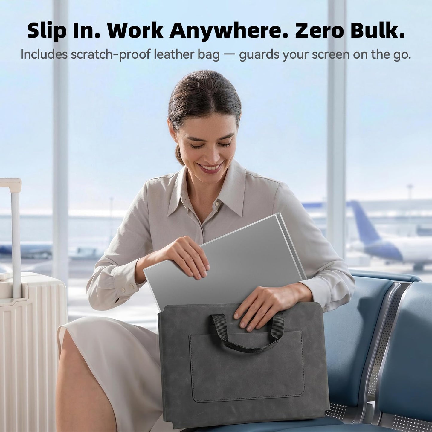 DZVW Laptop Screen Extender 15.6”, IPS Plug&Play Portable Monitor for Laptop, FHD 1080P Triple Monitor Extender, Ultra-Slim Travel Extended Screen for Business Work Study