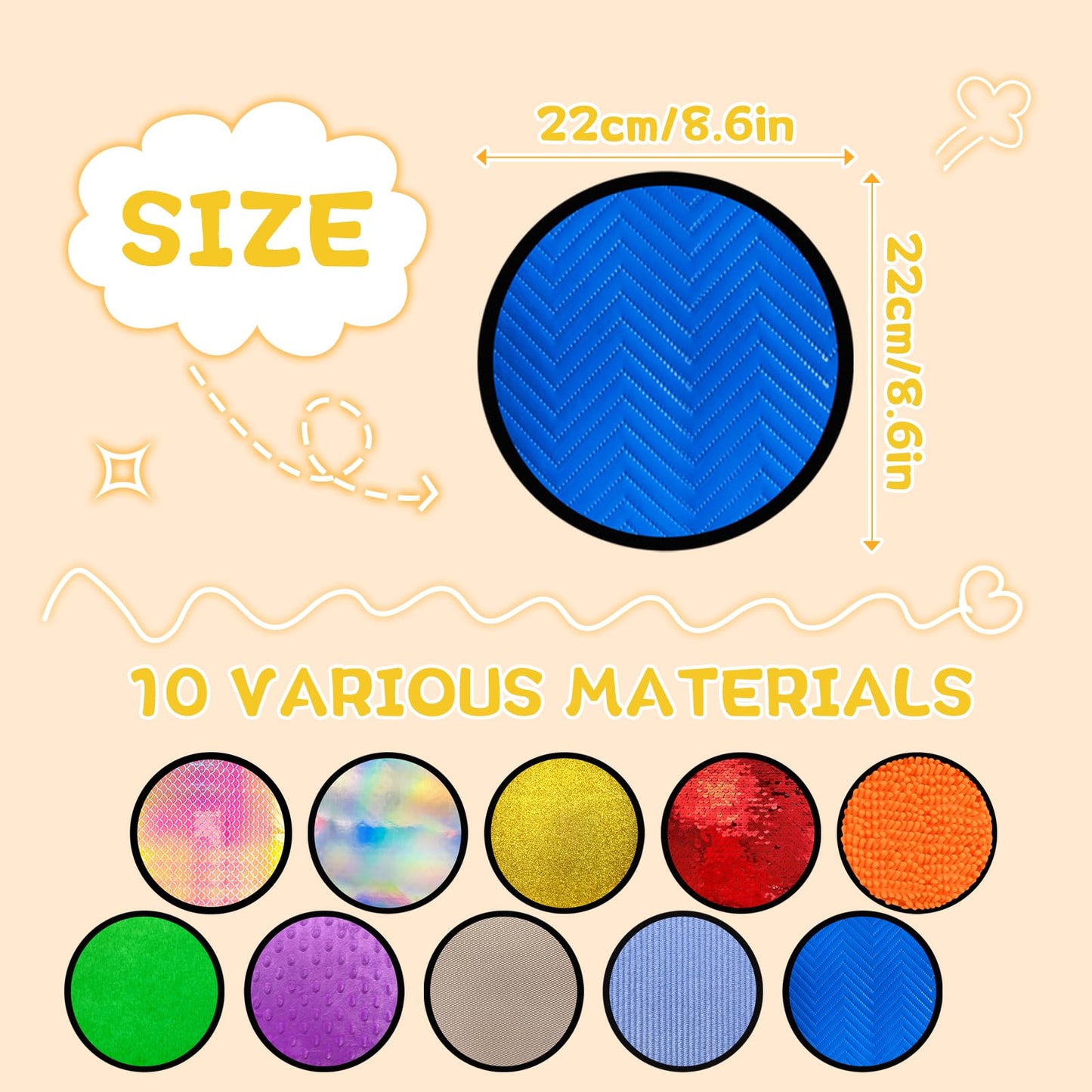Bouiexye 10 Sets Sensory Mats for Autistic Children Textured Sensory Tiles Sensory Toys Babies and Toddlers with Sensory Issues Tactile Sensory Walls Fidgeting Educational Activity (Round)