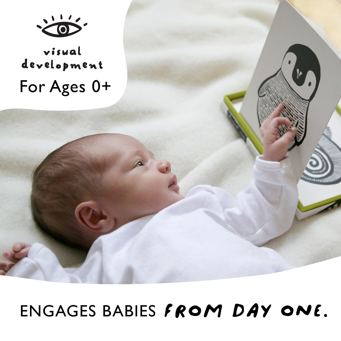 Wee Gallery Art Cards for Baby, Durable High Contrast Black and White Animal Flashcards for Newborns, Brain Development, Sensory Toys, Tummy Time Essentials for Infant and Toddler - Baby Animals