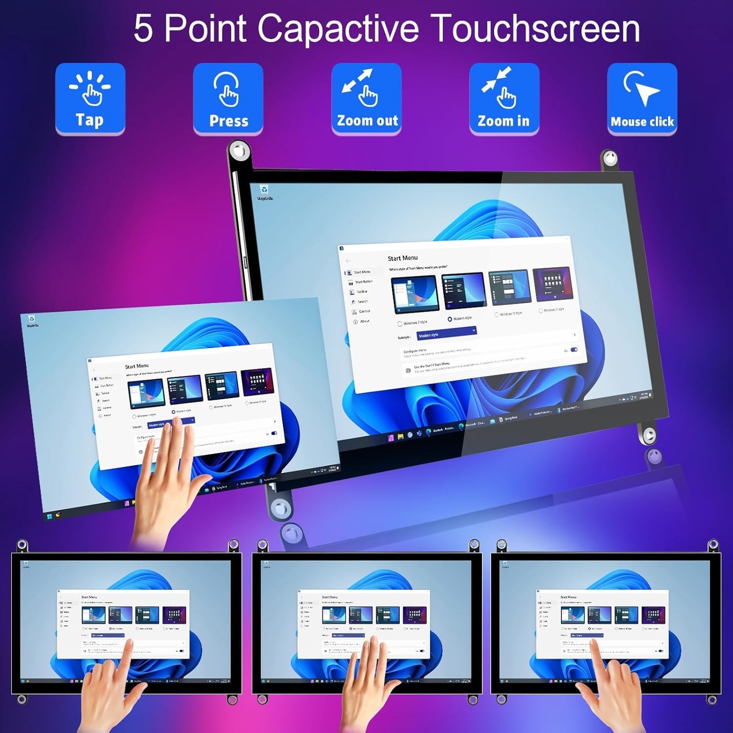 HAMTYSAN 7 Inch Raspberry Pi Screen Touchscreen Monitor 1024x600 Small HDMI Monitor w/Dual Speakers IPS Screen Display for Raspberry Pi 4/3/2 Win 11/10/8/7 Jetson Nano, Free Driver