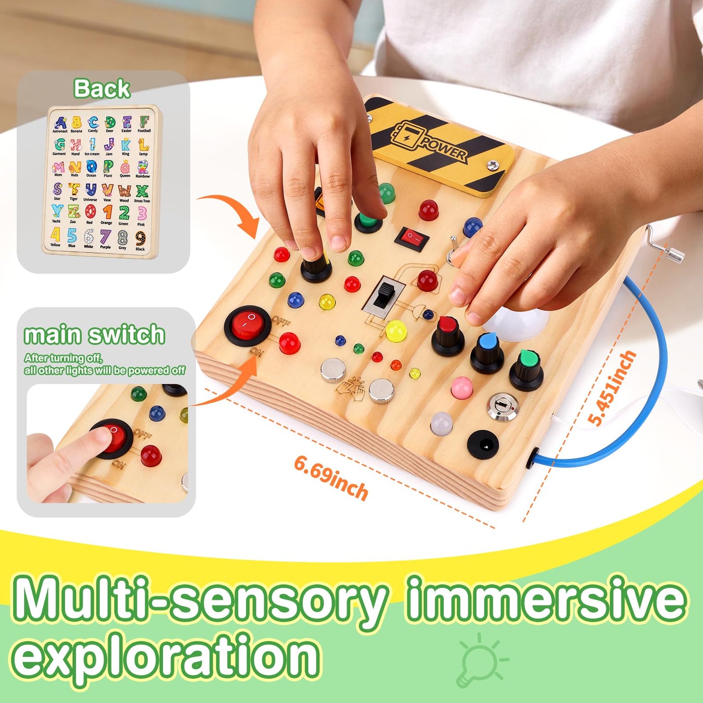 Grarain Busy Board for Toddlers - Montessori Educational Toy for 1-3 Year Old Boys & Girls | Travel-Friendly Sensory Learning Activity | Ideal for Kids with Autism(Busy Board v4)