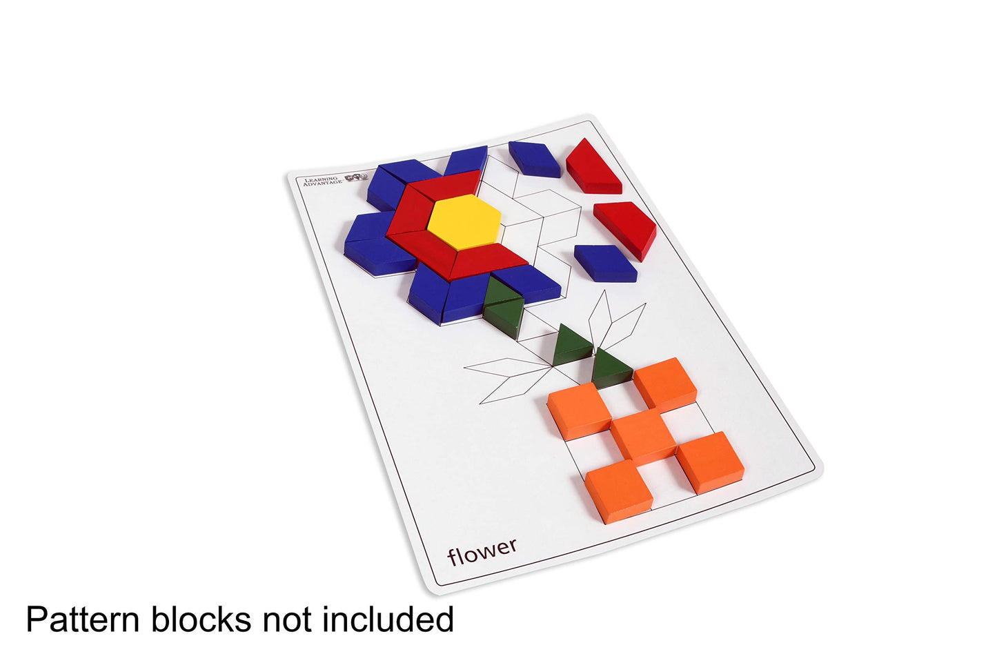 LEARNING ADVANTAGE Pattern Block Cards - Set of 20 Double-Sided Cards - Early Geometry for Kids - Teach Creativity, Sequencing and Patterning
