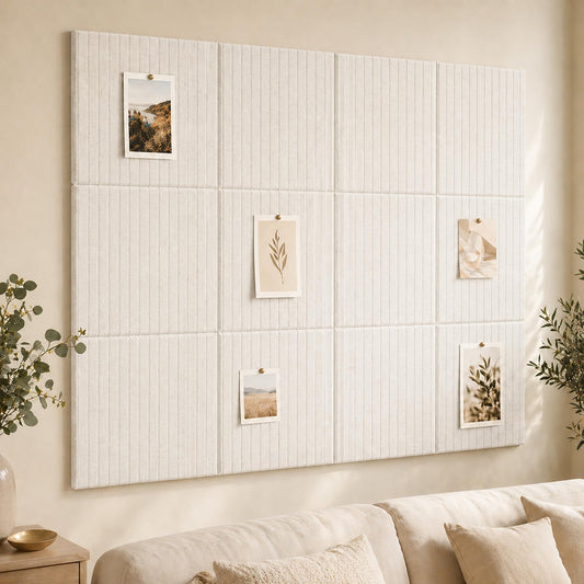 Baysola Stripe Felt Bulletin Board Panels 48 x 36 Inch Self Adhesive Wall Tiles Cork Board Alternative for Office Classroom Photos Notes 12 Pack