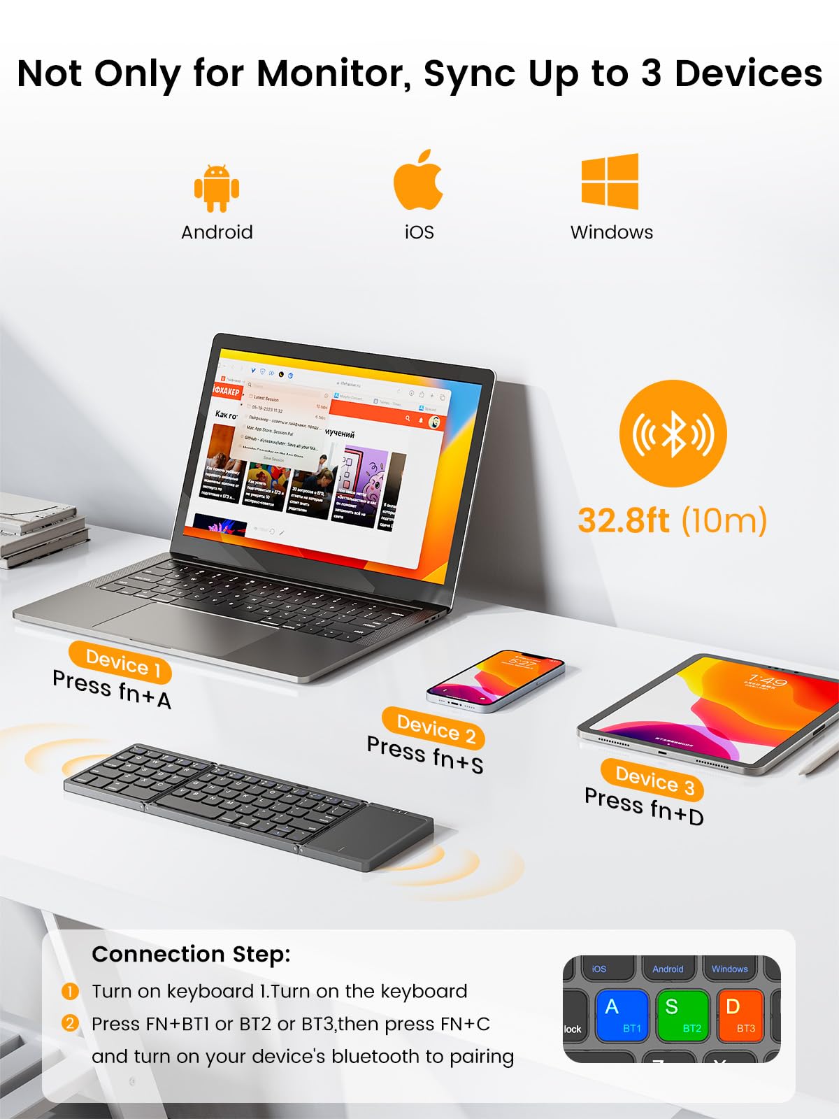 UPERFECT Portable Monitor Touchscreen 15.6'', Laptop Monitor with Bluetooth Keyboard, Built-in 8000mAh Battery | Adjustable Stand | Speakers, Ultra-Slim External Screen for Phone, Game Console