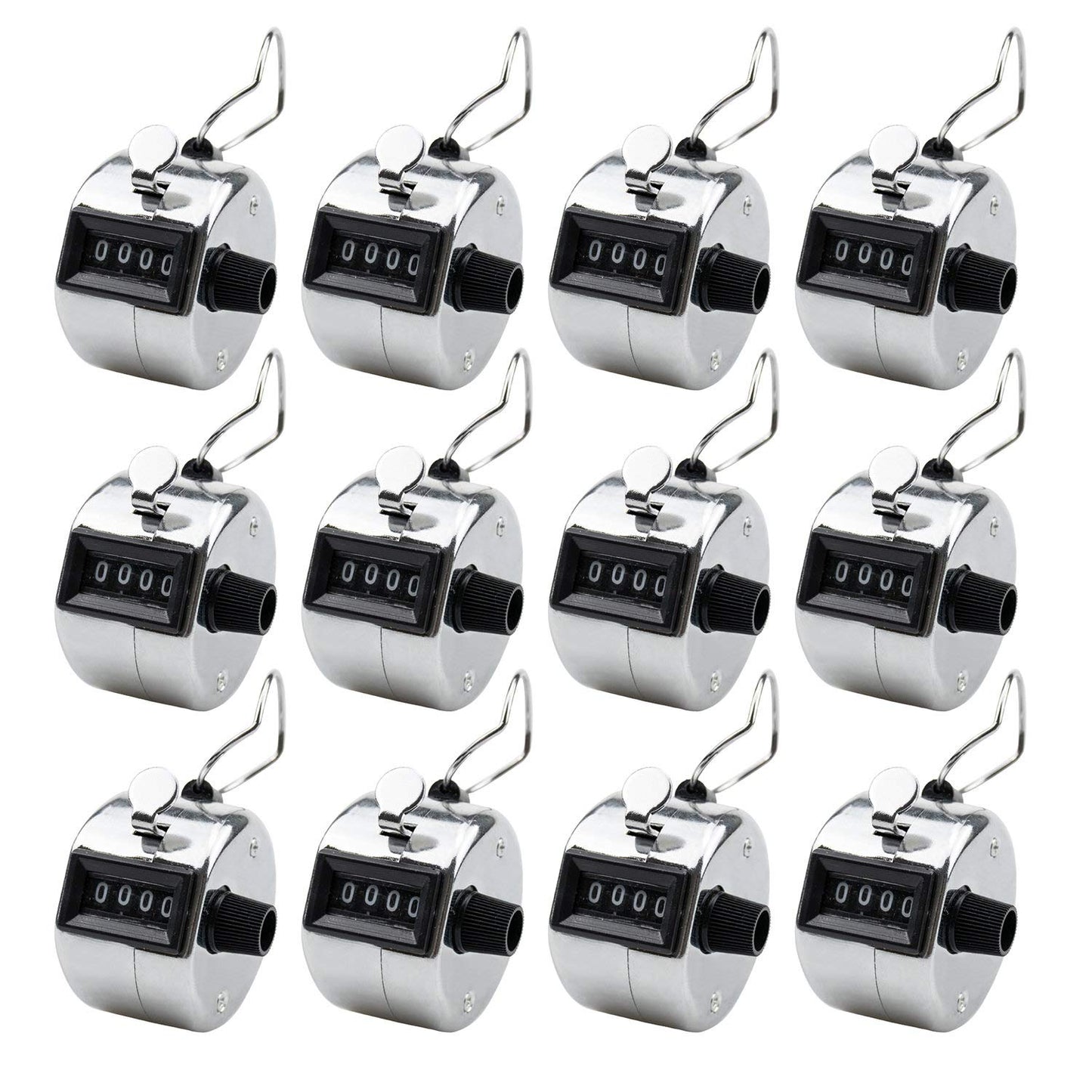 Foraineam 12 Pack Hand Tally Counters Digital Lap Counter Clicker Handheld 4 Digit Mechanical Number Click Counter