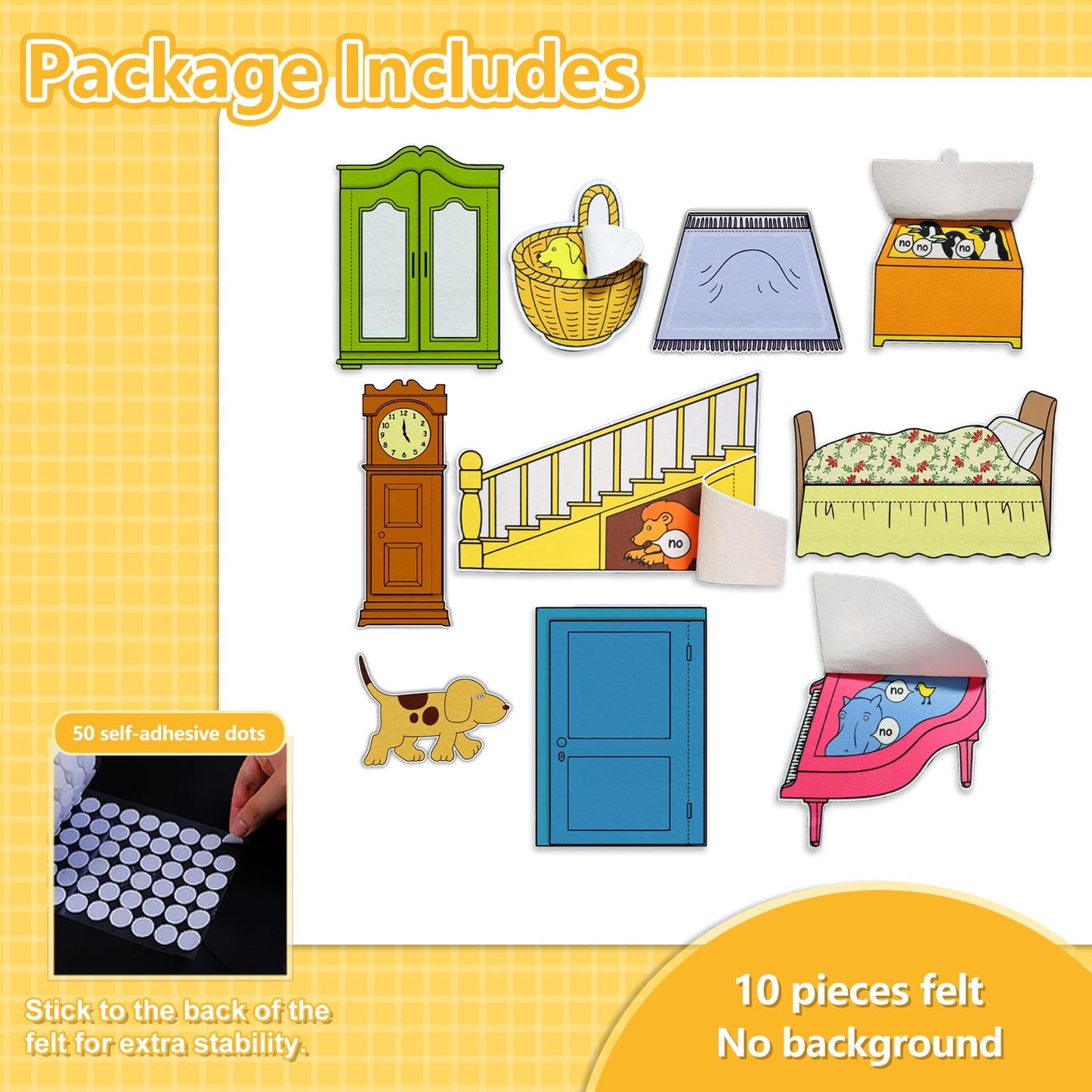 Thryvomniq Wheres Spot Felt 10 Pcs Board Stories Pieces Set Story FeltsKindergarten Storytelling Felt Toys Flannel Board Stories for Preschool