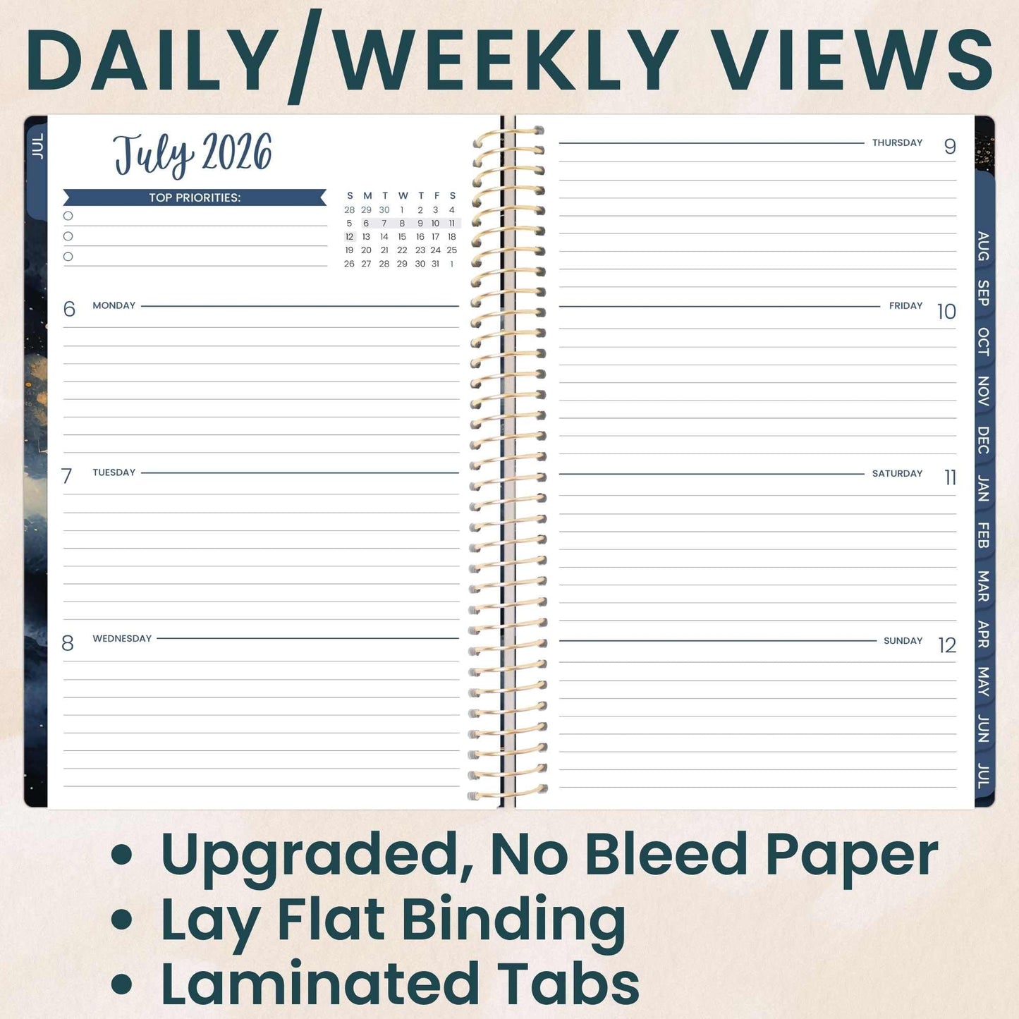 bloom daily planners 2026-2027 Planner - Academic Year (July 2026 - July 2027) Monthly & Weekly Soft Cover Planner for Women - 13 Month Calendar Agenda Book with Stickers - 5.5" x 8.25" - Midnight Sky