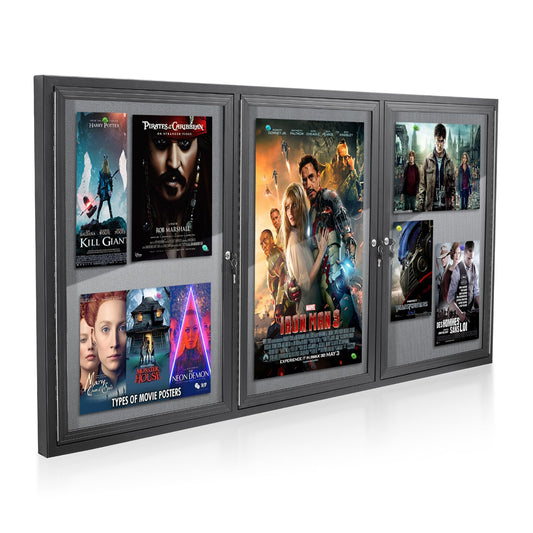 Lockable Outdoor Enclosed Bulletin Board, Weatherproof Cork Noticeboard with Locking Door, Wall-Mounted Aluminum Framed Display Case for Messages,70x36 in
