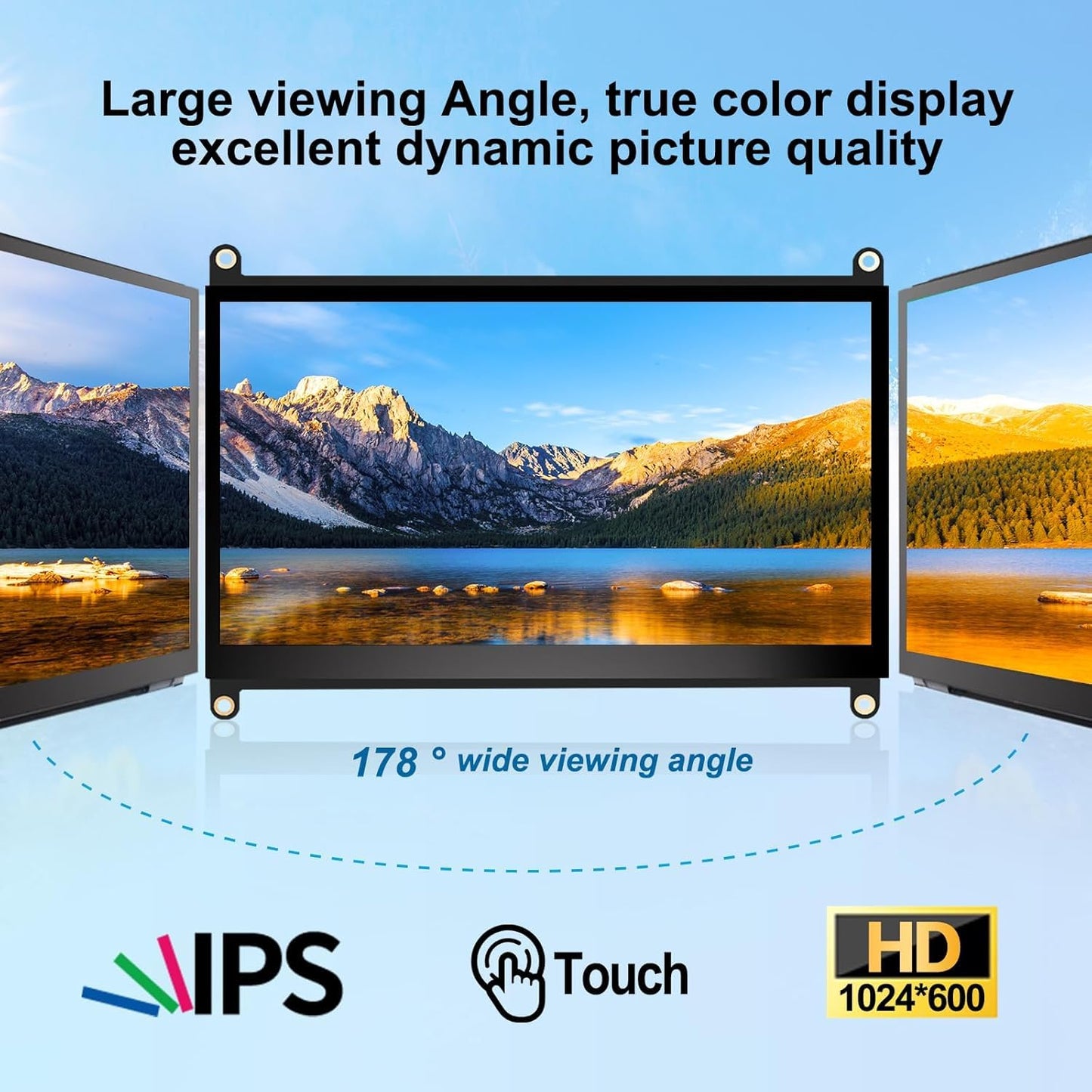 10.1 Inch Touchscreen for Raspberry Pi,5-Point 1280 * 800 IPS touchscreen Portable Monitor with HDMI Interface Dual-Speaker for Raspberry Pi 5/4B/3B+/3B/B+ Jetson Nano Win11/10/8/7(dark black)