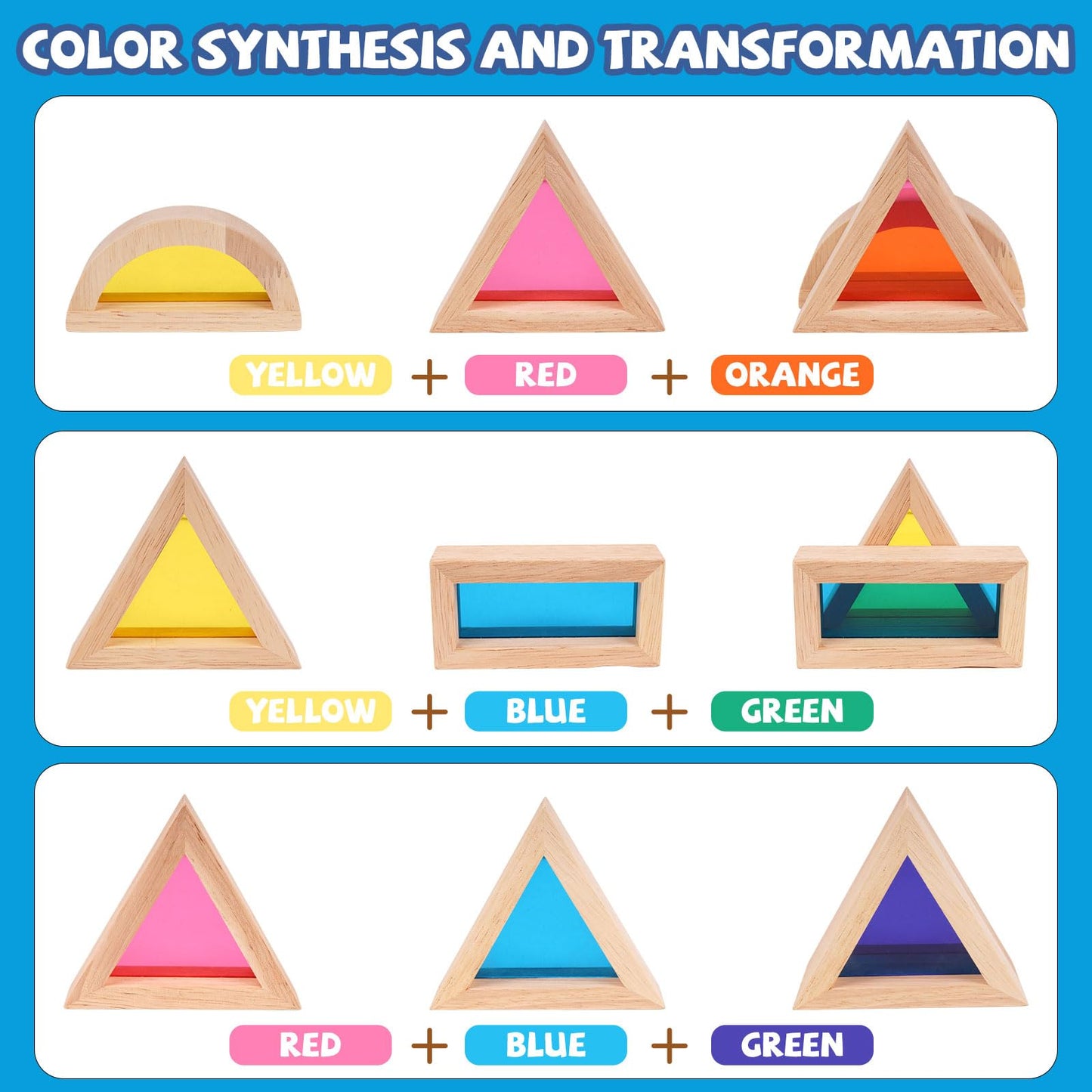 Agirlgle Wooden Rainbow Building Blocks for Kids 32 Pcs Rainbow Stacker Stacking Blocks Game Colorful Construction Toys Preschool Learning Educational Toys -Geometry Wooden Blocks for Boys & Girls