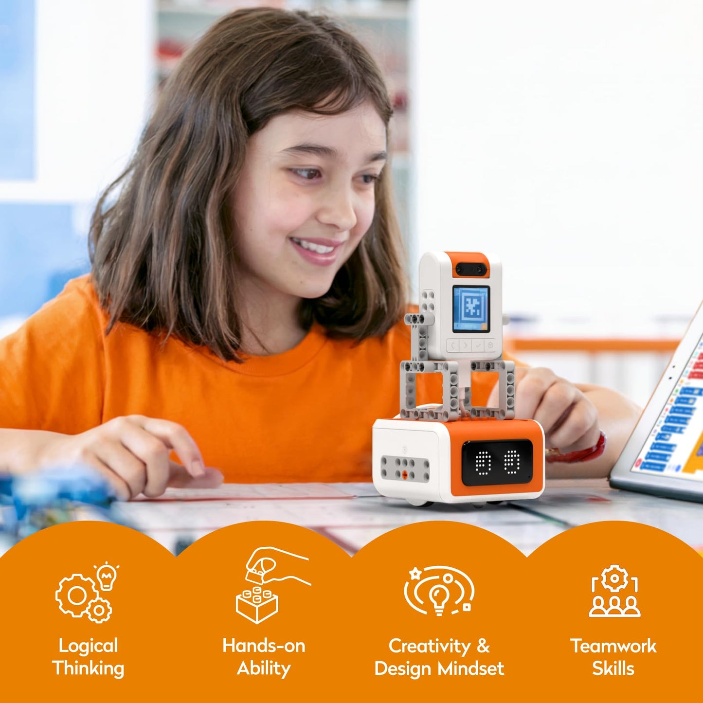 MatataStudio AI Vision Kit for VinciBot with a 180° Flip Camera, Programmable Screen and Modular Structure Can Add 7 Visual Functions, for Beginners and Advanced Learners of AI from 8-12