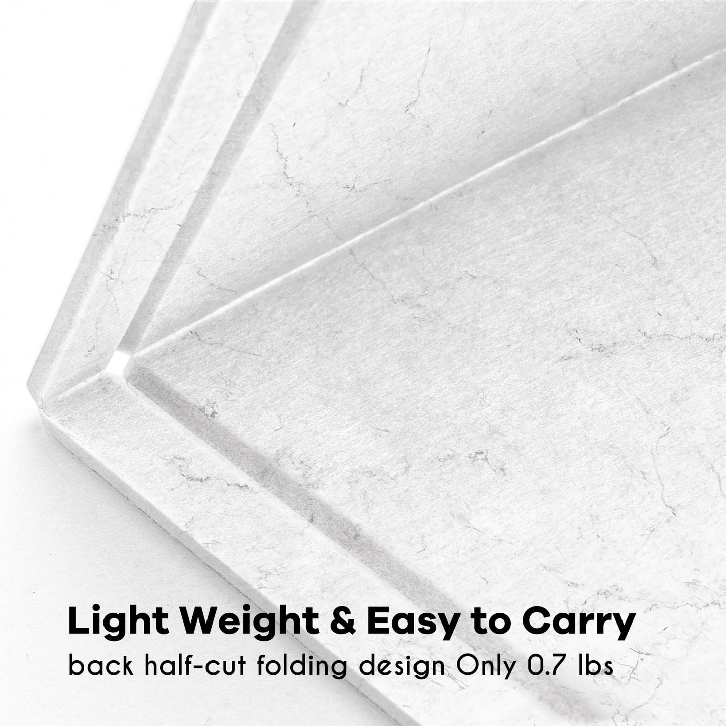 Lightomorrow Bulletin Board, 24 x 18 inches Felt Board Decorative Pin Board, Cork Board Alternative for Wall, Foldable Photo Board Self-Adhesive Vision Board Mood Board with 20 Pushpins - Marble White
