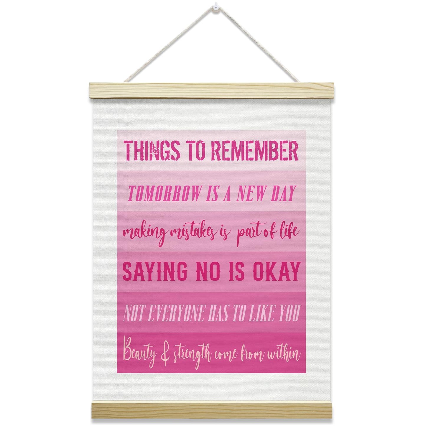 Pink Inspirational Mental Health Poster Hanger Frame, Thing to Remember Affirmation Posters Canvas Wall Art for Therapy Office Women Girls Room Nursery, 12x16 Inches -025