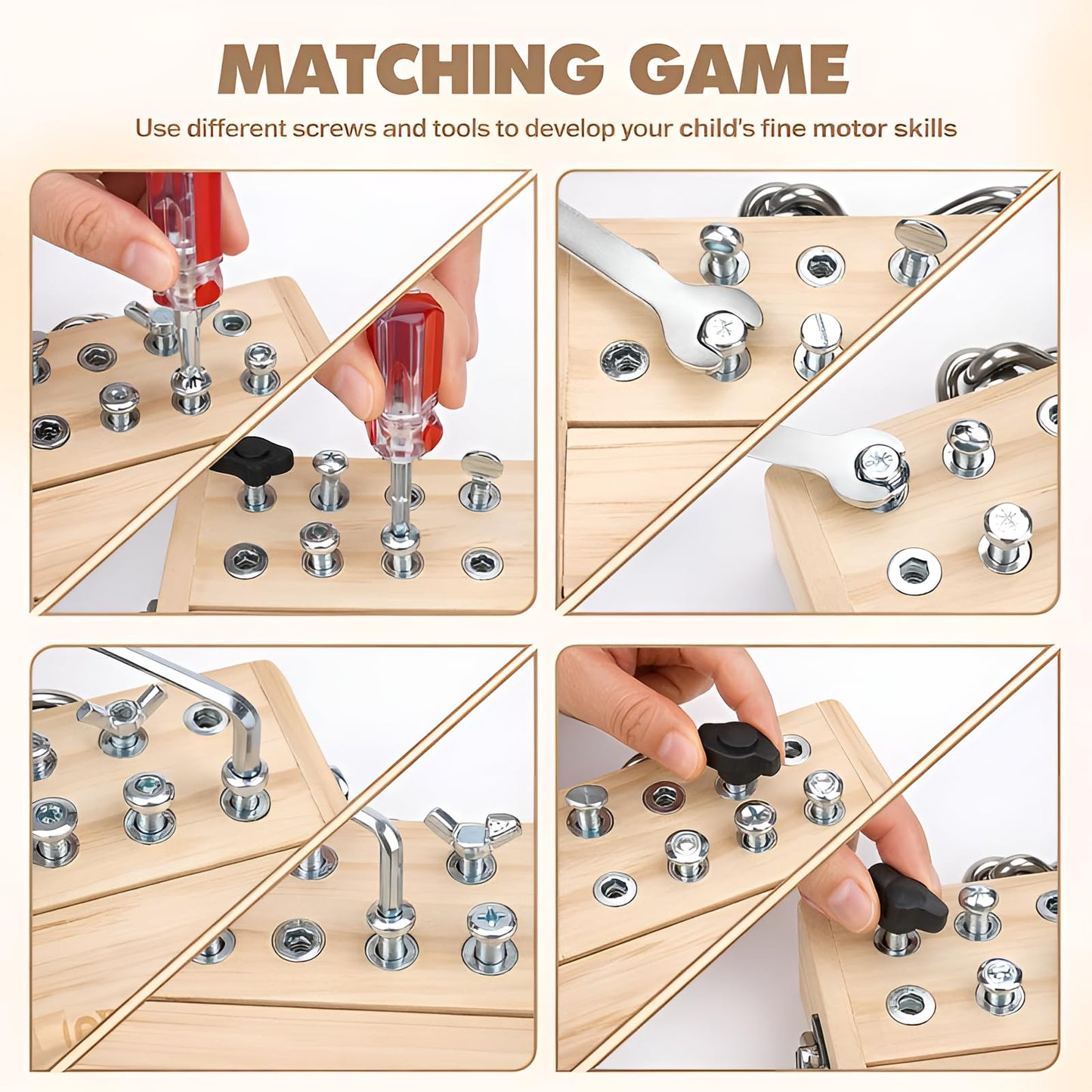 Vanplay Busy Board Toys for 3 4 5 Year Olds Boy Birthday Gifts, Montessori Toys for 3 Year Old, Screwdriver Board Set with Lock and Key - Wooden Kid Tool Set Educational Learning Toys for Kids 3-6