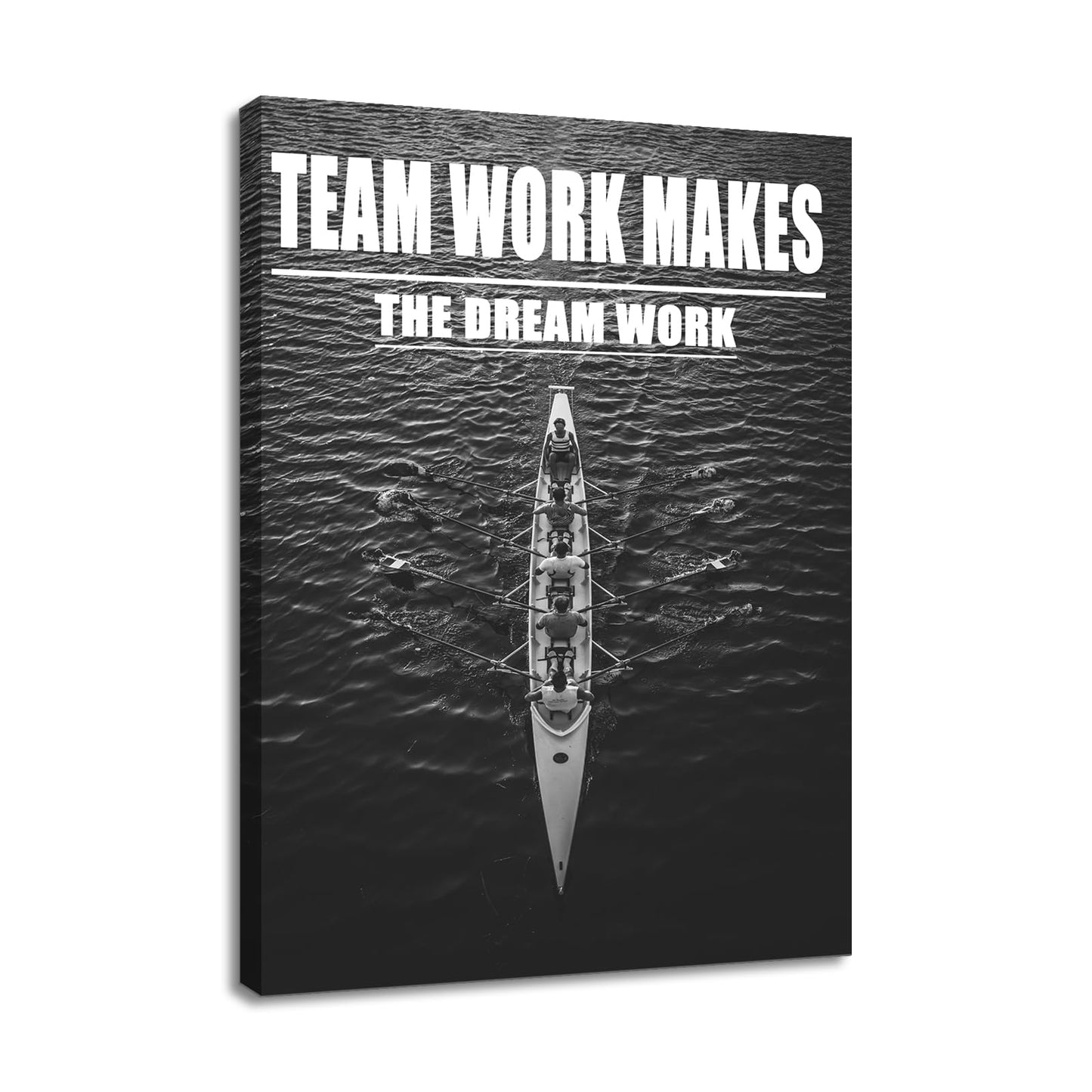 Motivational Canvas Wall Art Team Work Makes the Dream Work Print Poster Successful Entrepreneur Quotes Picture Painting for Office Class Room School Wall Decoration Stretched and Framed [18''Wx24''H]
