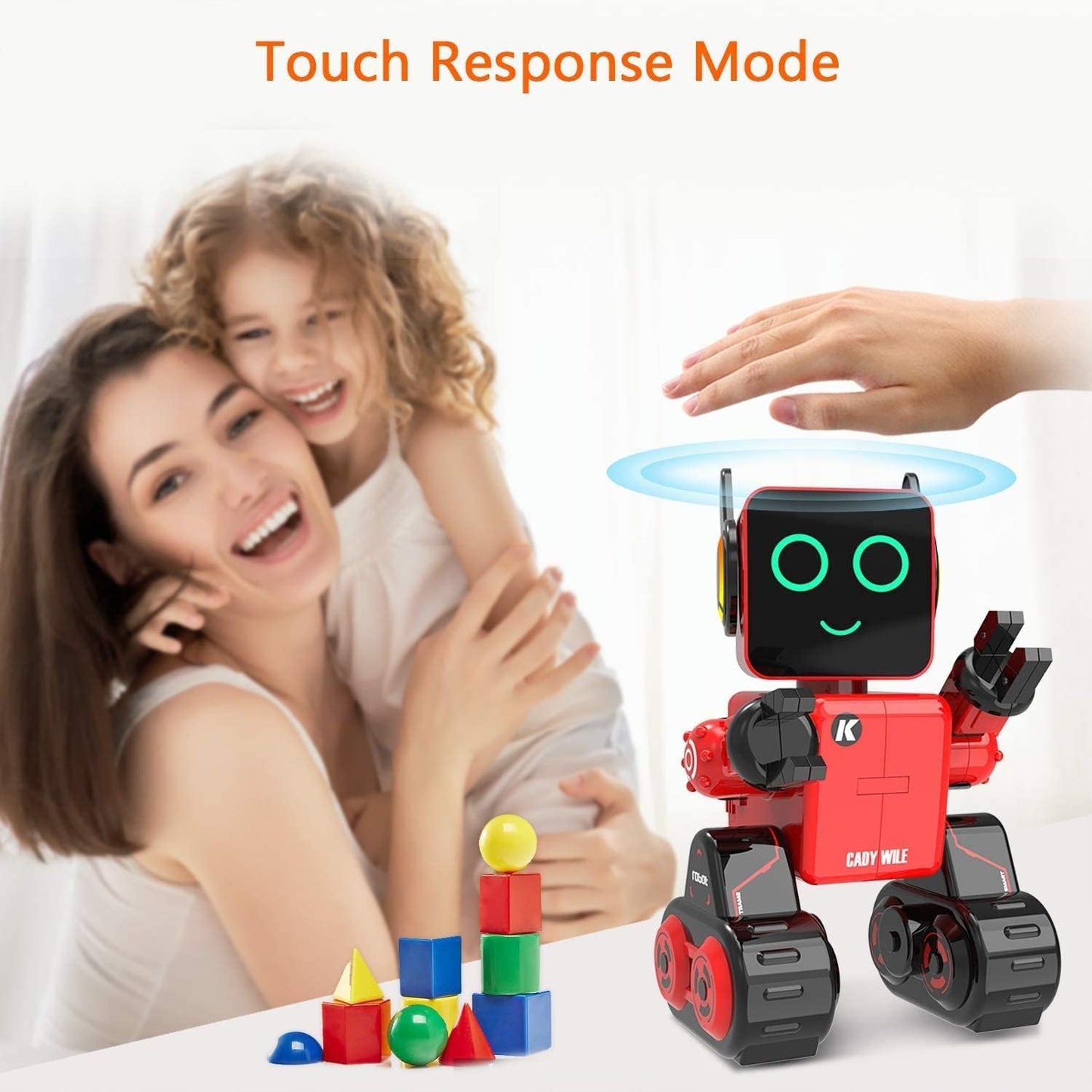 HBUDS Robots for Kids, Remote Control Robot Toy Intelligent Interactive LED Light Speaks Dance Moves Built-in Coin Bank Programmable Rechargeable RC Robotic Kit (Red)