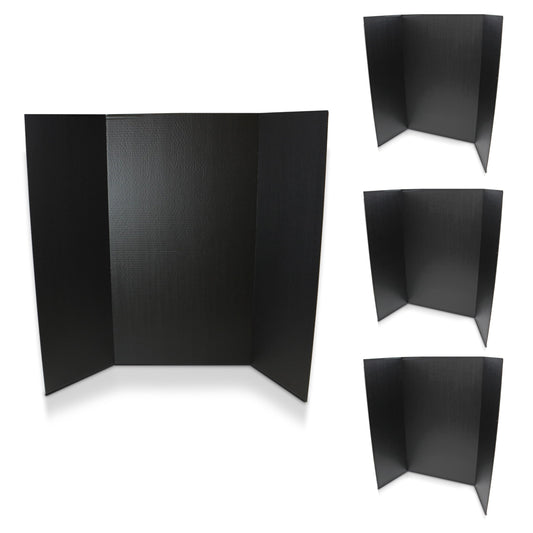 Flipside Products 36” x 48” Project Boards for Presentations, Science Fair, School Projects, Event Displays and Trifold Picture Board, Proudly Made in USA - Black - 4 Pack