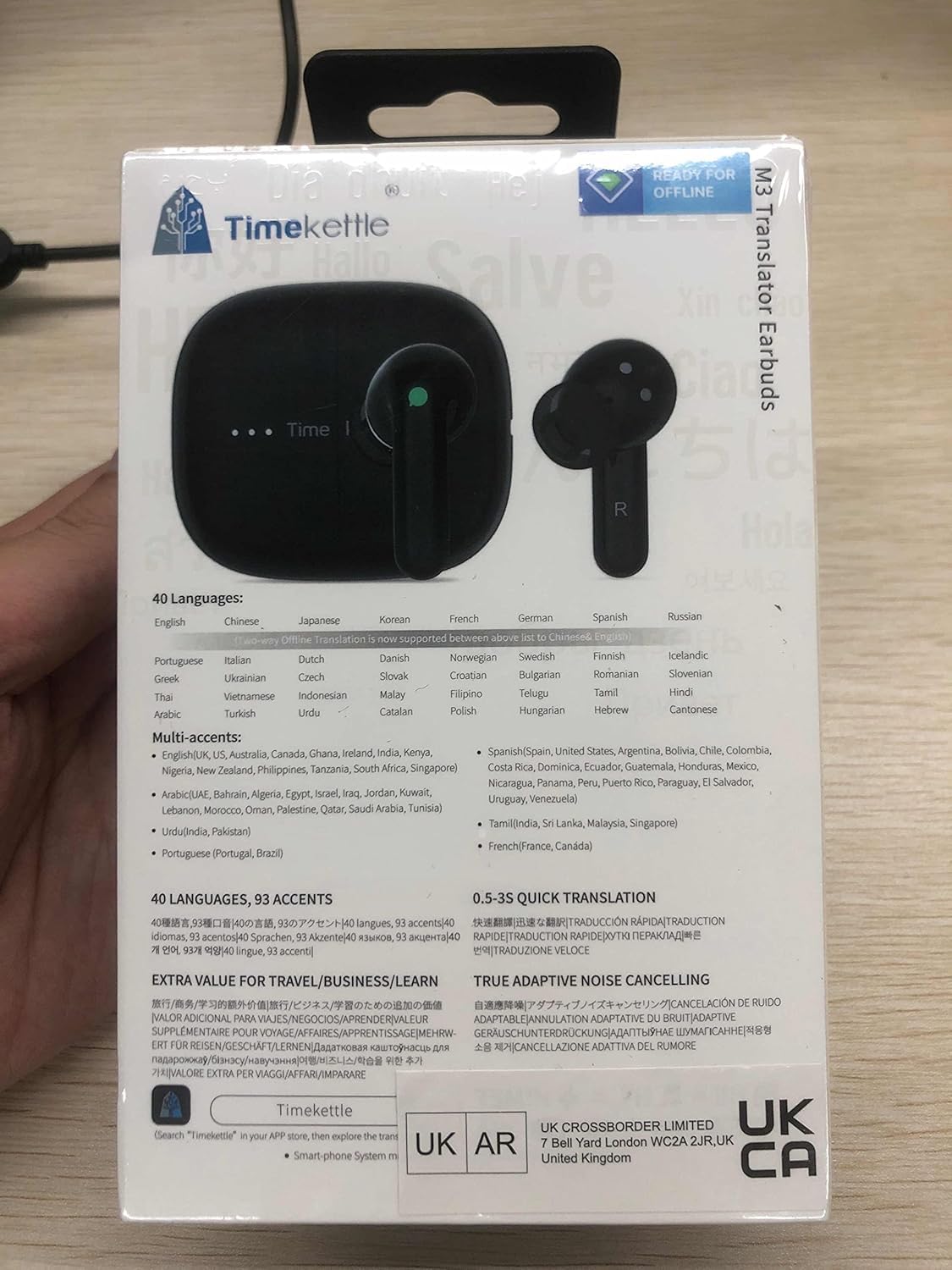 Timekettle M3 3 in 1 Language Translation Earbuds,43 Languages & 96 Accents, Offline Translator, No Subscription,Bluetooth,for Exploring Expat Life Freely, APP Compatible with iOS & Android,Black
