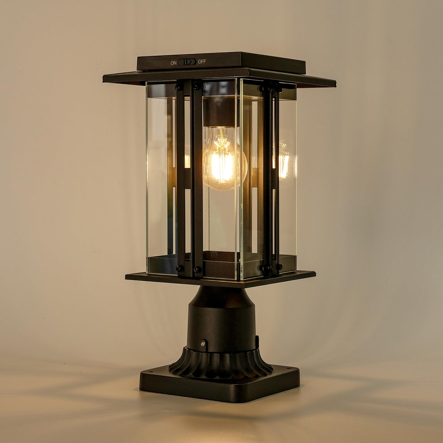LUTEC Solar Lamp Post Light, Dusk to Dawn, 200 Lumens, Waterproof, Black, Model 6973002012