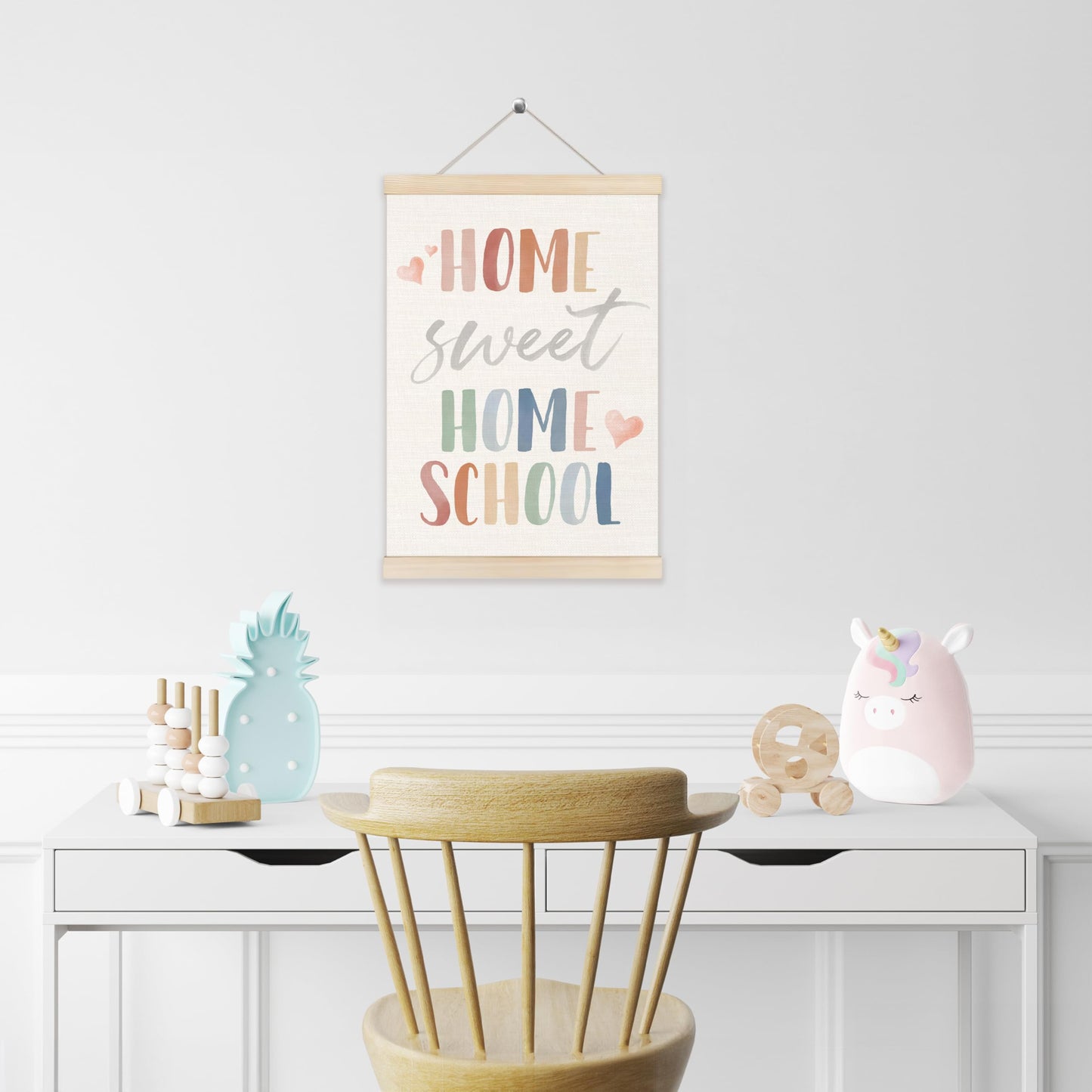 Koesus Home Sweet Homeschool Wall Art Poster Hanger Frame 12x16 Inch, Boho Educational Canvas Pictures Prints Framed Wall Decor for Homeschool Classroom Toddler Kids Room Bedroom Nursery
