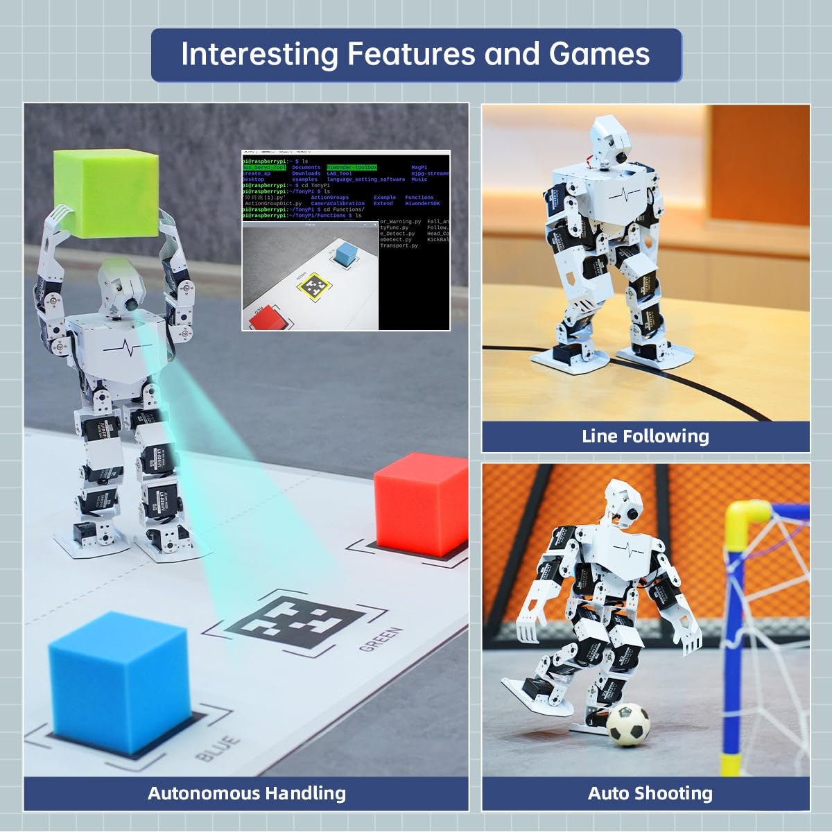 HIWONDER Humanoid Robot with ChatGPT AI Large Model Voice Control AI Vision Scene Understanding Raspberry Pi Robot Kit Python Programming for Teens Adults, TonyPi Standard Kit & RPi 5 4GB