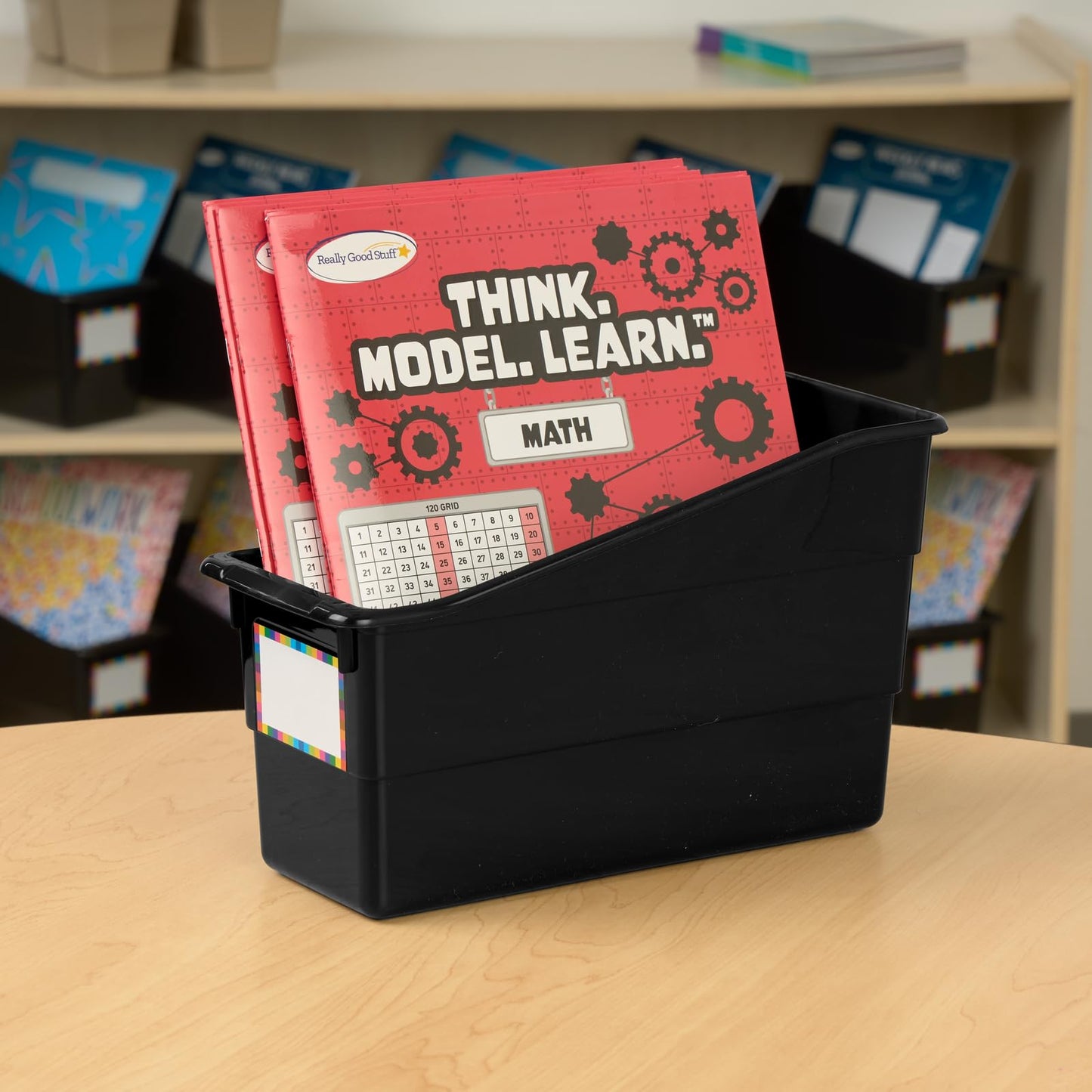 Really Good Stuff Durable Book & Binder Holders - 6 Pack - Black