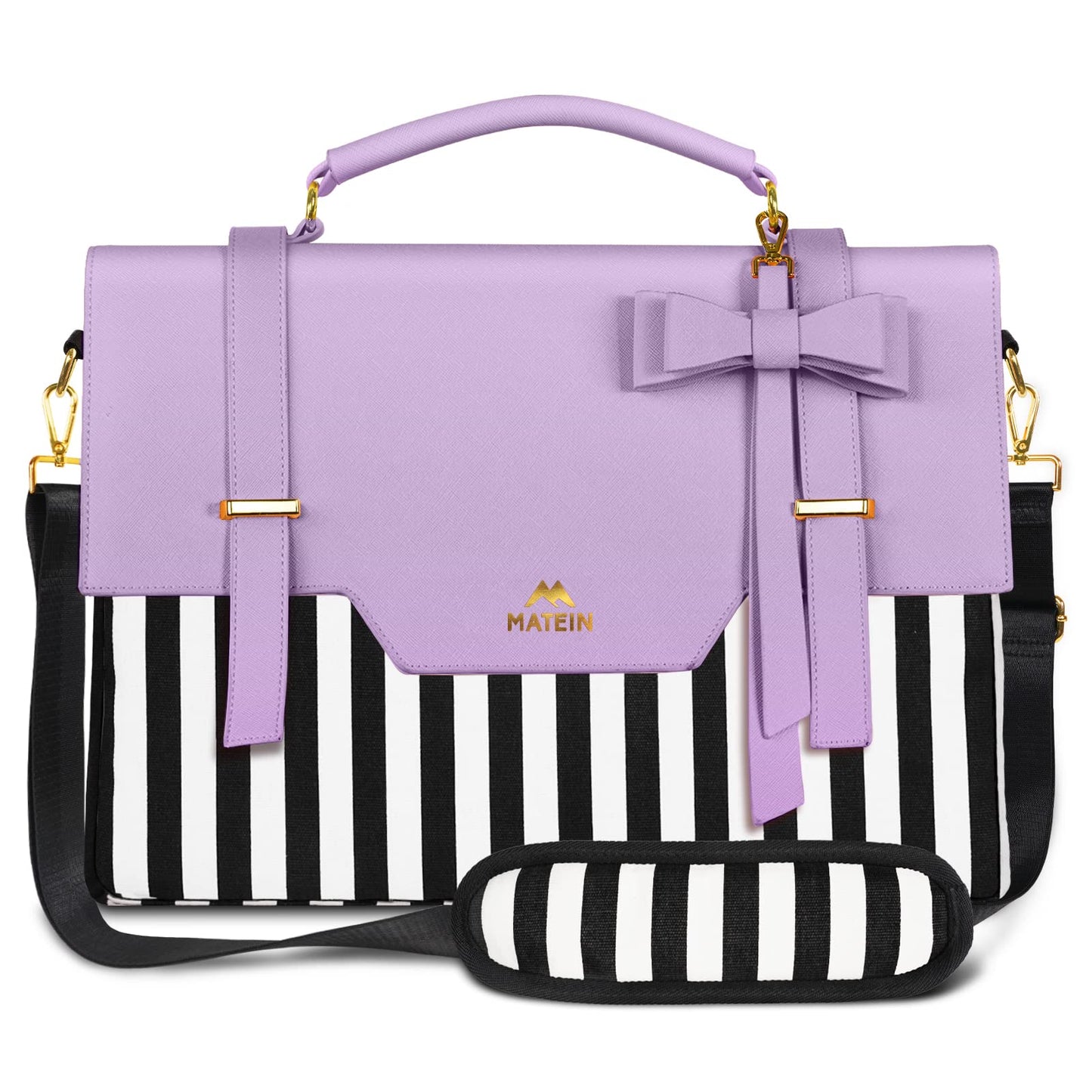 MATEIN Laptop Tote Bag for Women, 15.6 inch Cute Computer Sleeve Case Briefcase with RFID Pocket for Nurse Teacher, Lightweight Messenger Carrying Shoulder Handbag, Sister Gift for Office Work, Purple